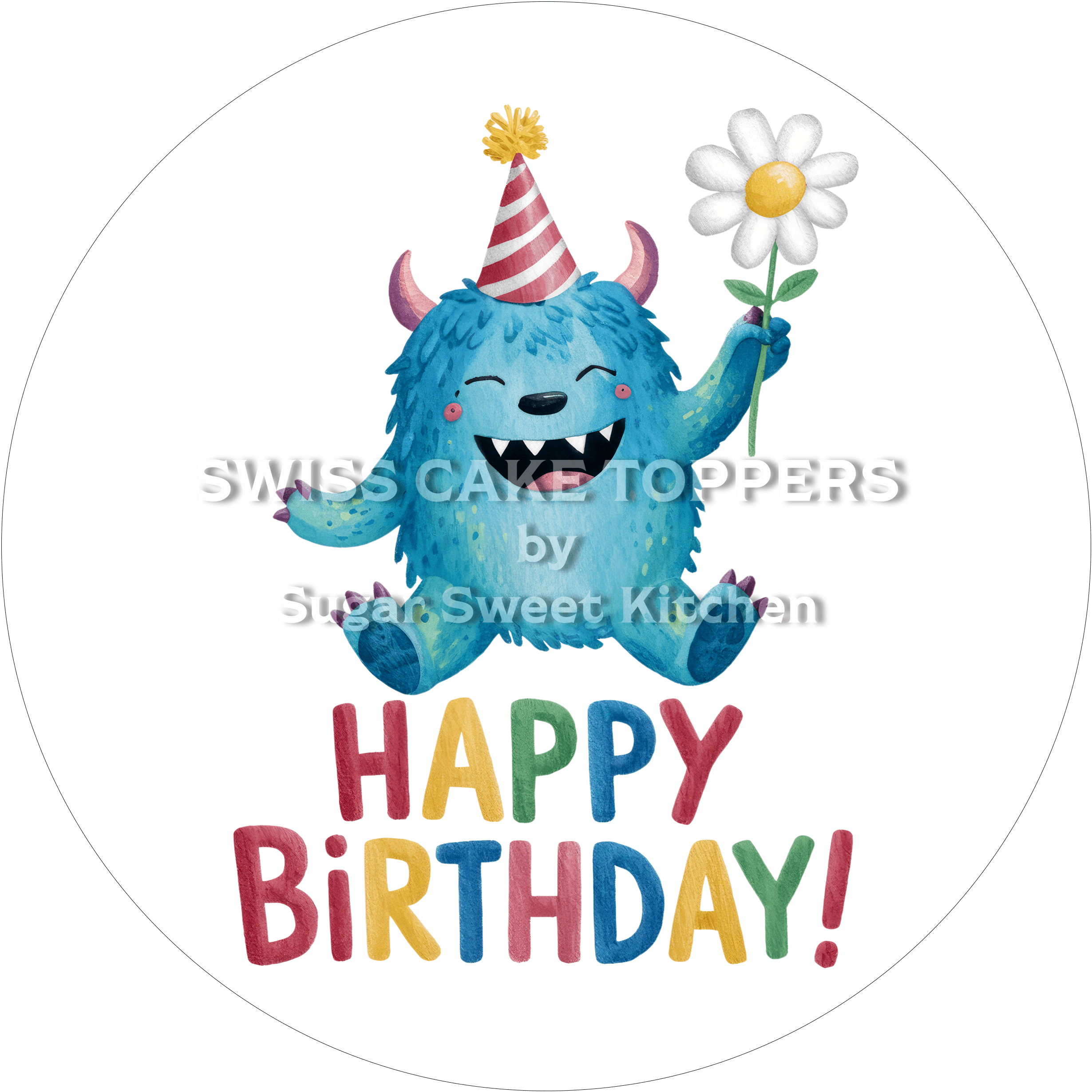 Tortenaufleger Geburtstag Monster 01 - essbar & personalisierbar - Fondant- Torten- Cupcakeaufleger Sugar Sweet Kitchen