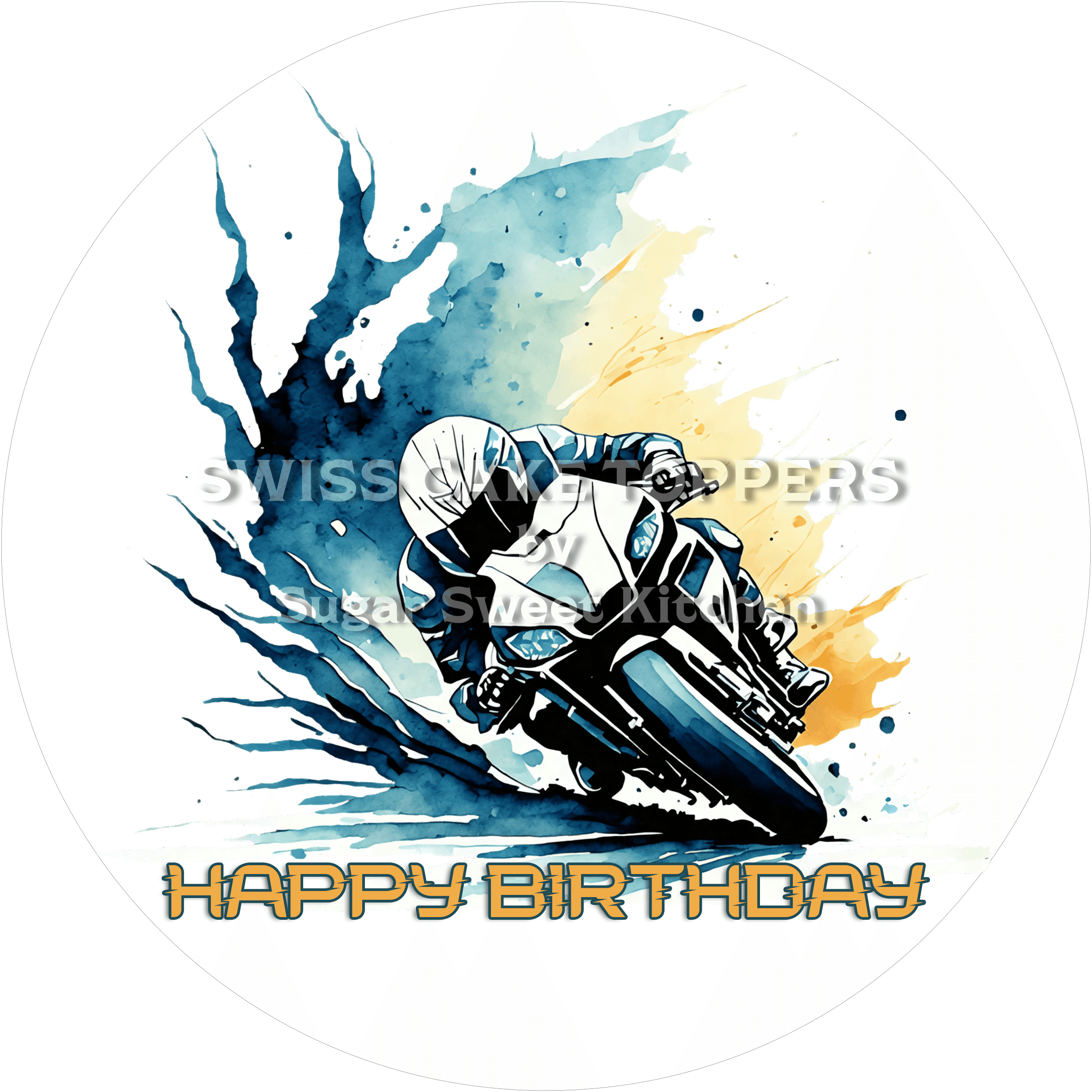 Tortenaufleger Geburtstag Motorrad 03- essbar & personalisierbar - Fondant- Torten- Cupcakeaufleger Sugar Sweet Kitchen