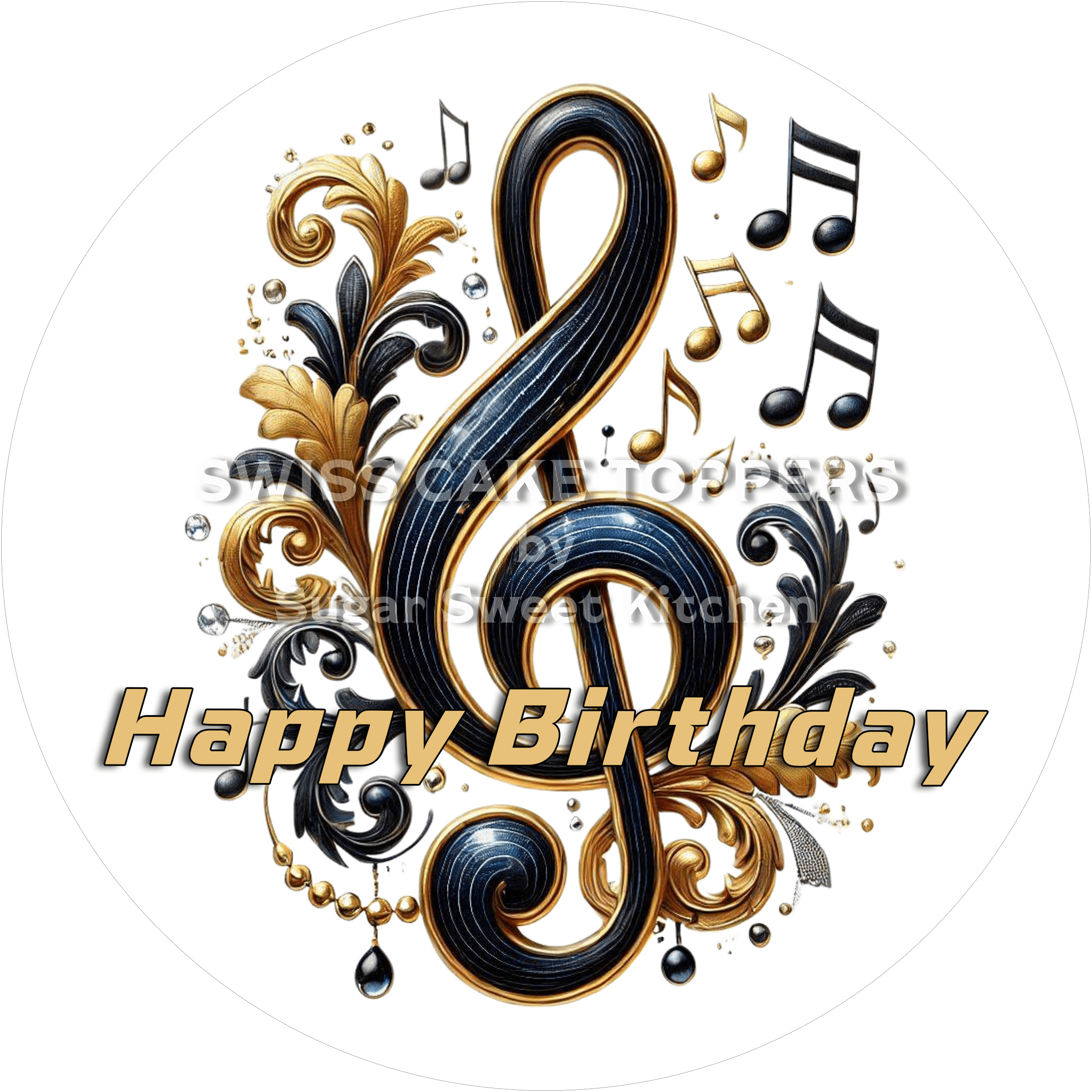 Tortenaufleger Geburtstag Musik 12 - essbar & personalisierbar - Fondant- Torten- Cupcakeaufleger Sugar Sweet Kitchen
