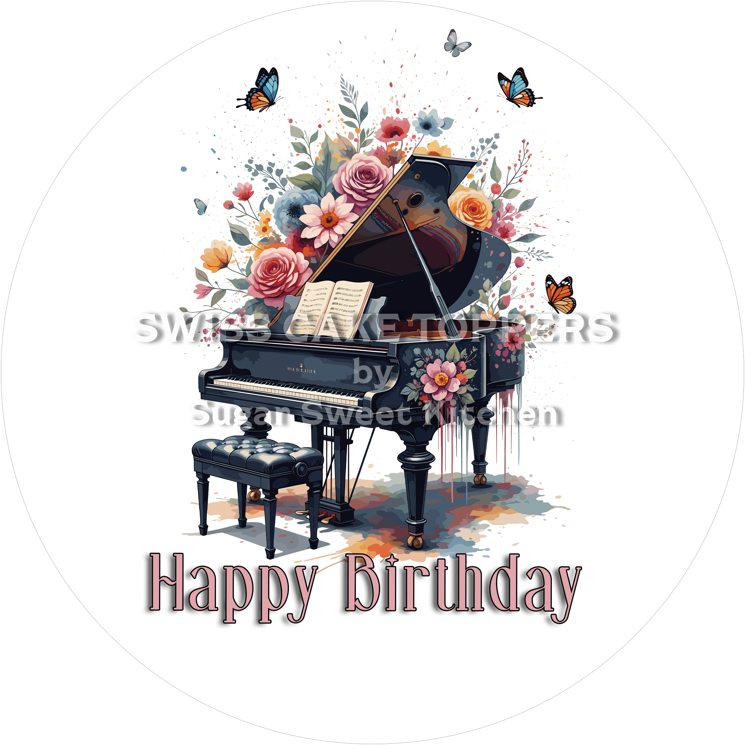 Tortenaufleger Geburtstag Musik 14 - essbar & personalisierbar - Fondant- Torten- Cupcakeaufleger Sugar Sweet Kitchen