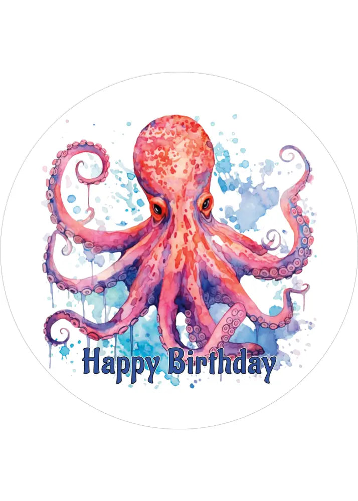 Oktopus Geburtstags-Tortenaufleger4 – essbar & personalisierbar - Fondant- Torten- Cupcakeaufleger Sugar Sweet Kitchen