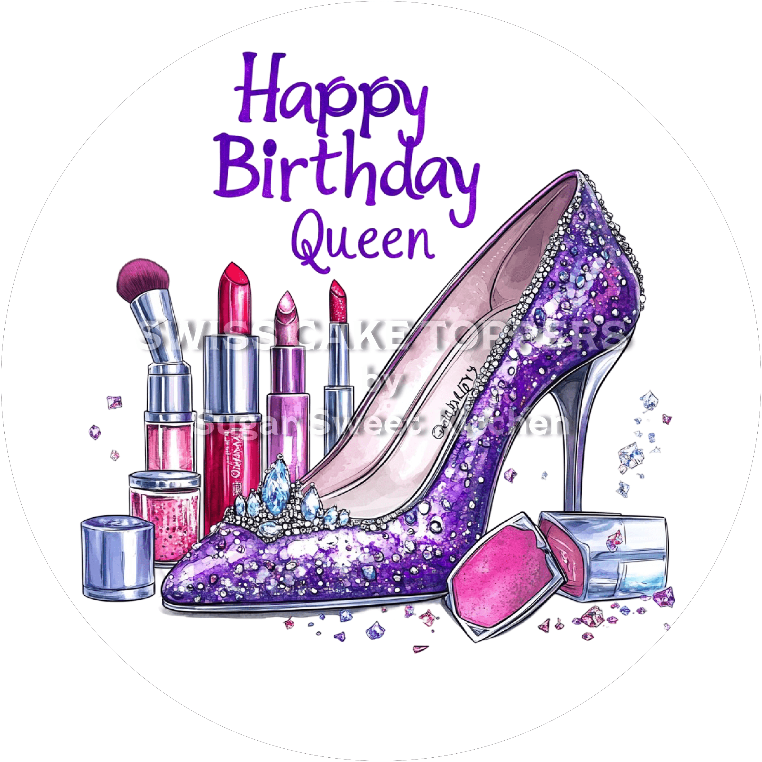 Geburtstags-Tortenaufleger Queen2 - personalisierbar - Fondant- Torten- & Cupcakeaufleger Sugar Sweet Kitchen
