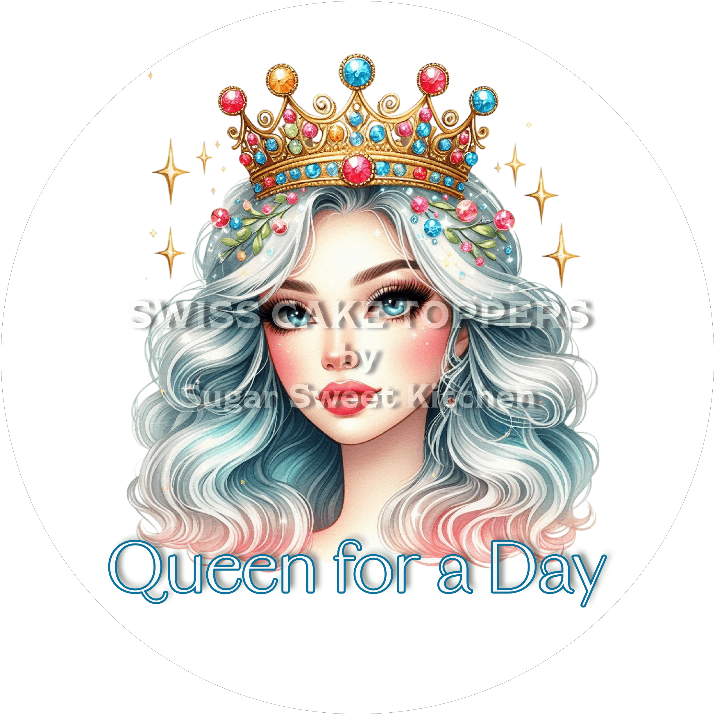 Geburtstags-Tortenaufleger Queen3 - personalisierbar - Fondant- Torten- & Cupcakeaufleger Sugar Sweet Kitchen