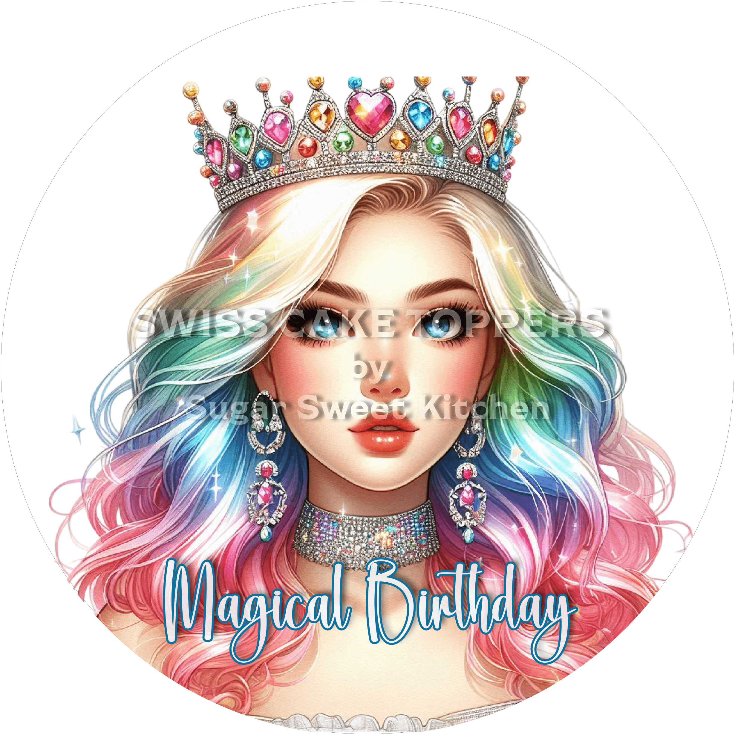 Geburtstags-Tortenaufleger Queen4 - personalisierbar - Fondant- Torten- & Cupcakeaufleger Sugar Sweet Kitchen
