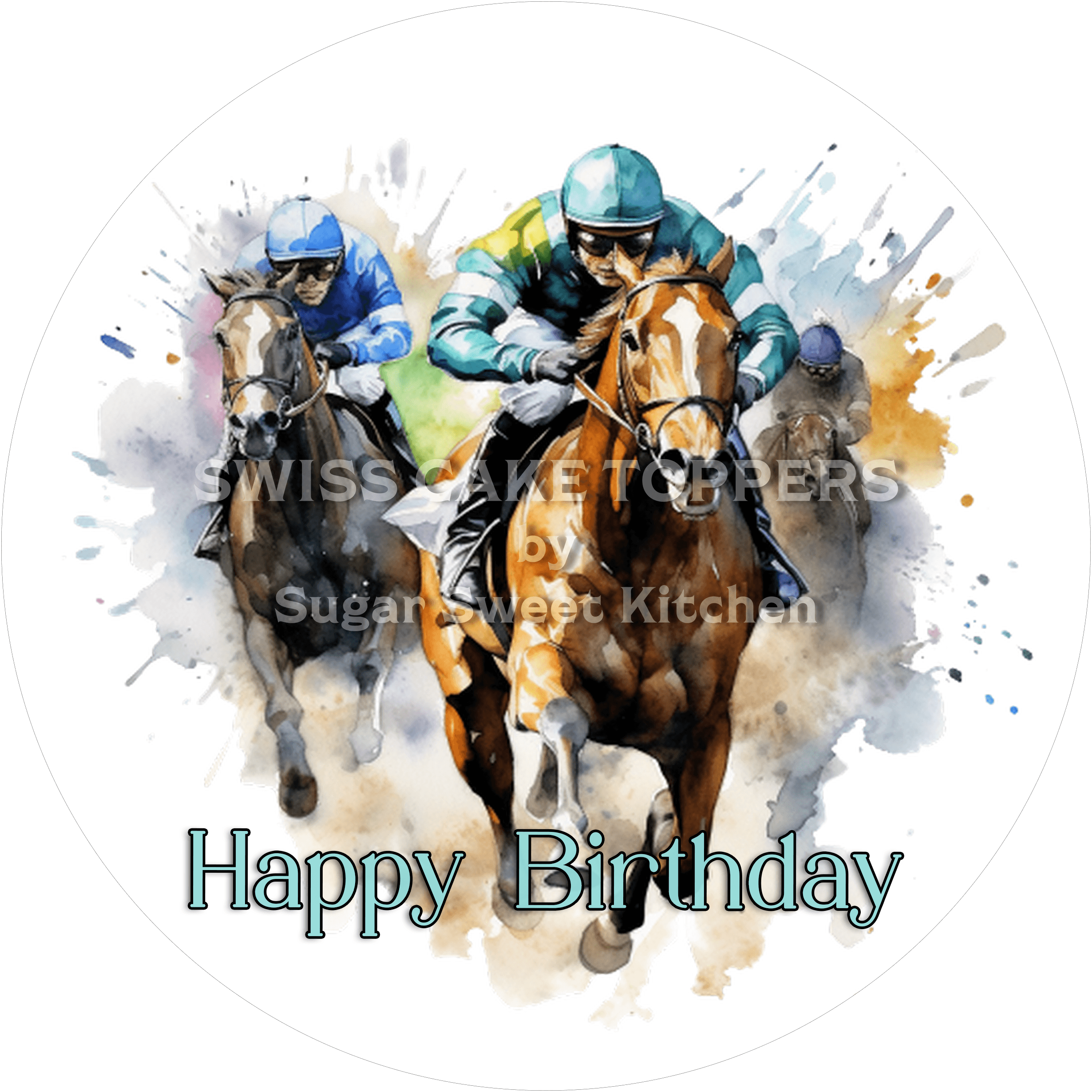 Tortenaufleger Geburtstag Reiten 01 - essbar & personalisierbar - Fondant- Torten- Cupcakeaufleger Sugar Sweet Kitchen