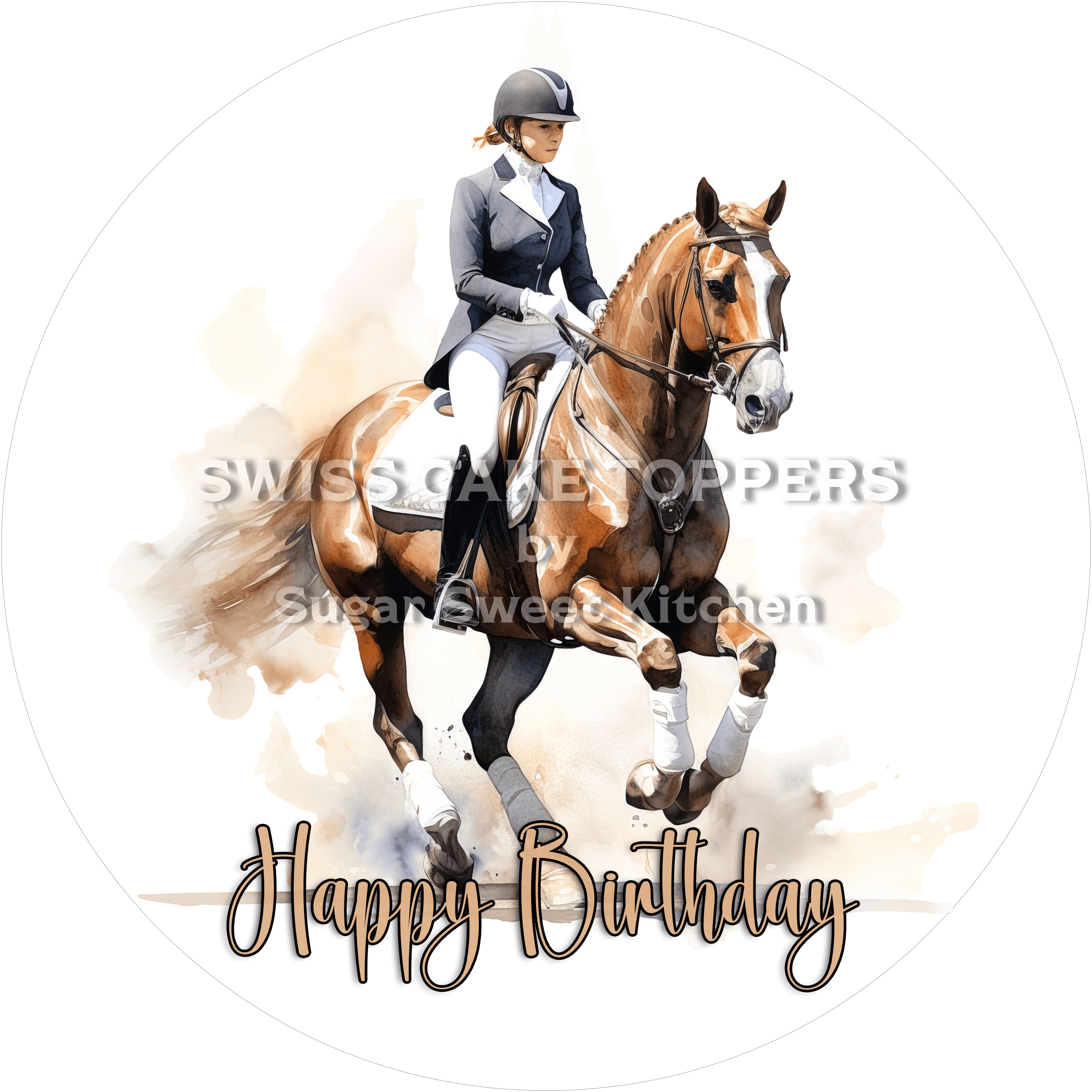 Tortenaufleger Geburtstag Reiten 04 - essbar & personalisierbar - Fondant- Torten- Cupcakeaufleger Sugar Sweet Kitchen