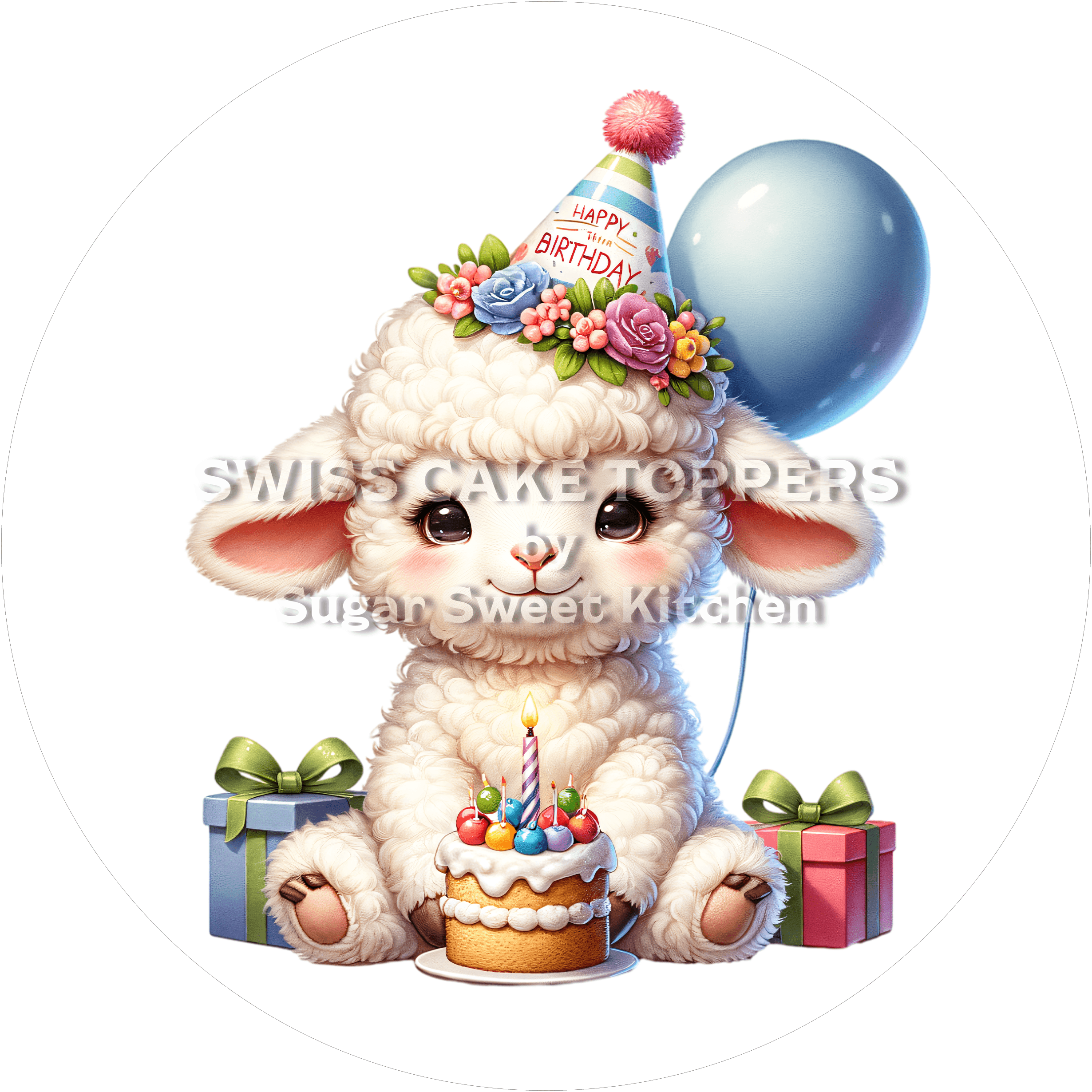 Tortenaufleger Geburtstag Schaf 01 - essbar & personalisierbar - Fondant- Torten- Cupcakeaufleger Sugar Sweet Kitchen