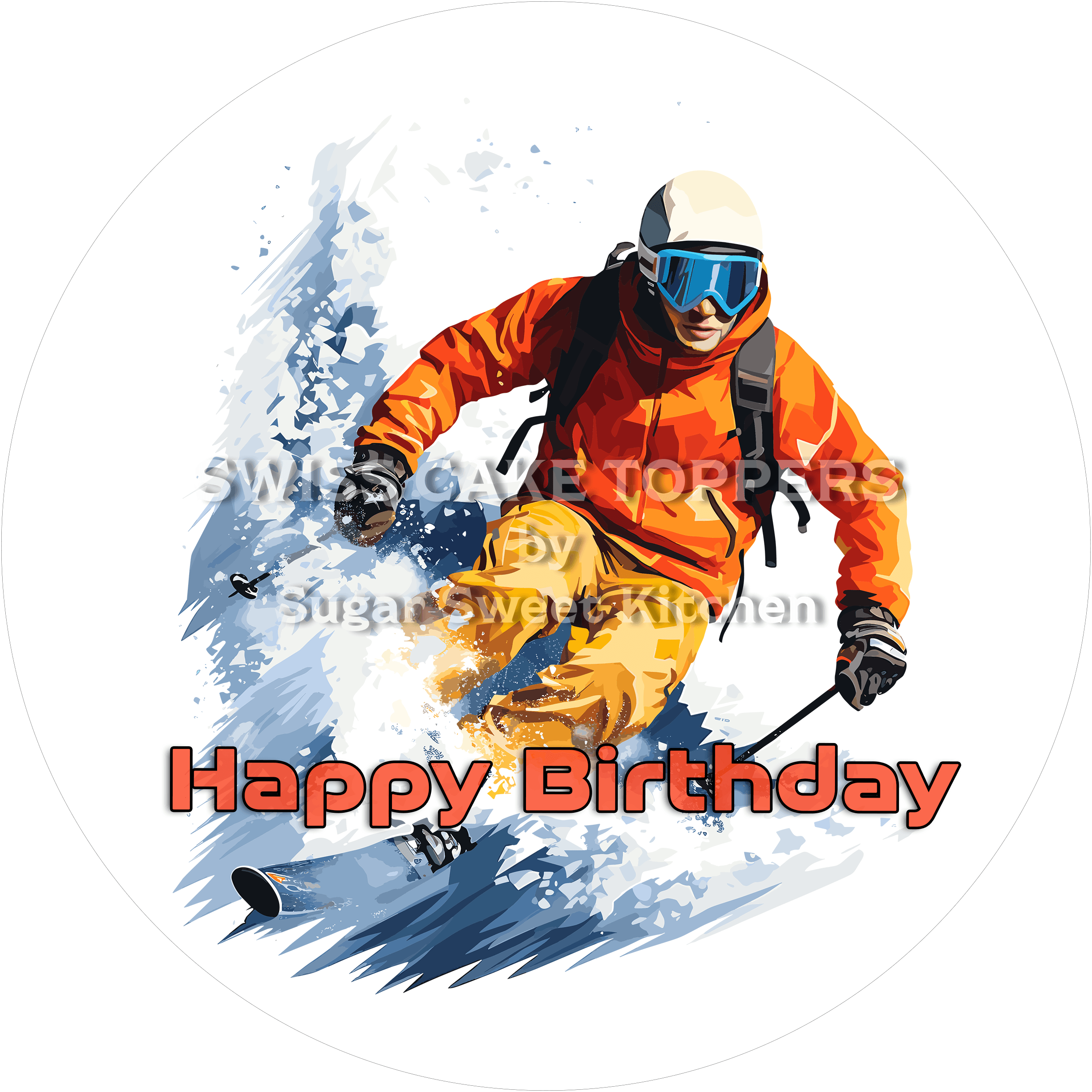 Tortenaufleger Geburtstag Skifahren 03 - essbar & personalisierbar - Fondant- Torten- Cupcakeaufleger Sugar Sweet