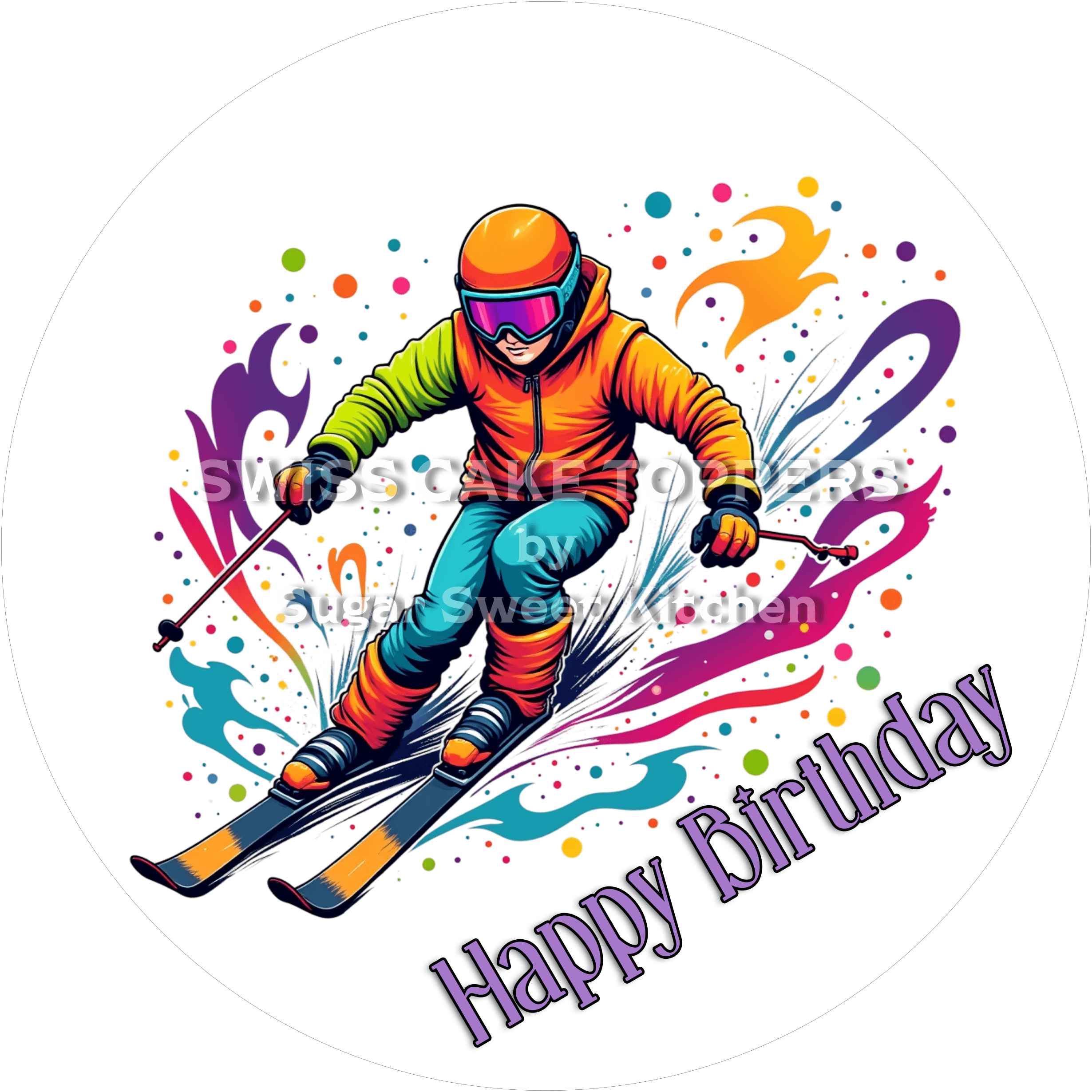 Tortenaufleger Geburtstag Skifahren 04 - essbar & personalisierbar - Fondant- Torten- Cupcakeaufleger Sugar Sweet