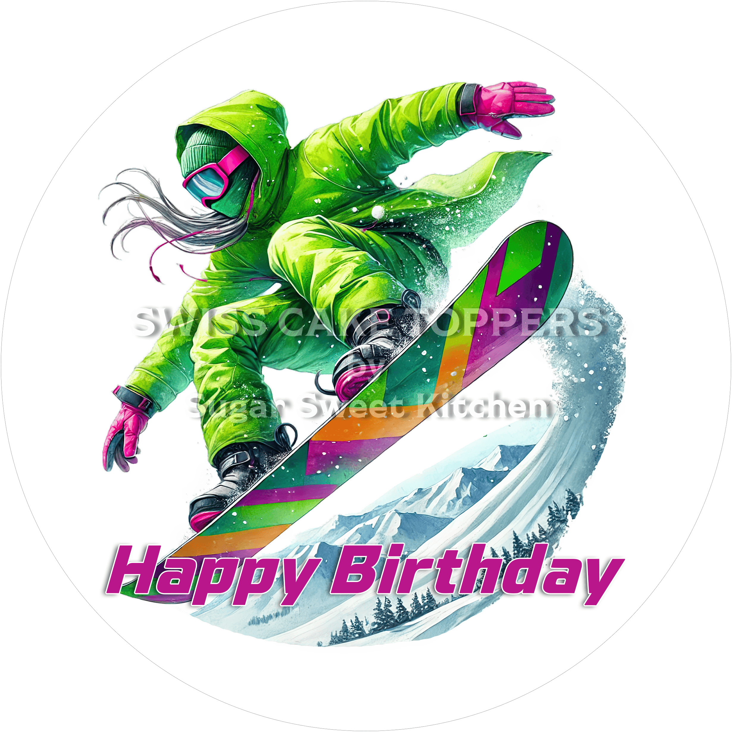 Tortenaufleger Geburtstag Snowboard 01 - essbar & personalisierbar - Fondant- Torten- Cupcakeaufleger Sugar Sweet