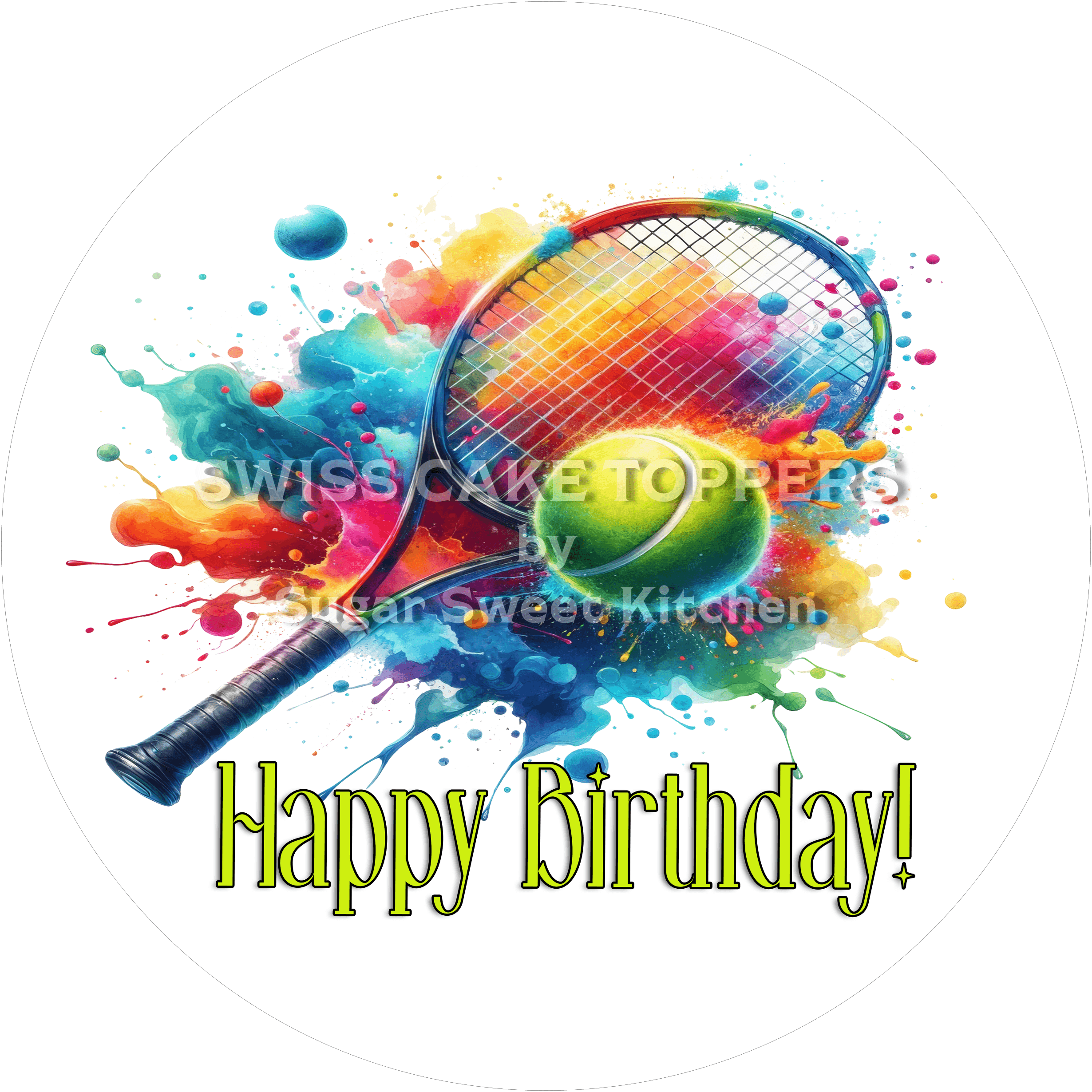 Tortenaufleger Geburtstag Tennis 01 - essbar & personalisierbar - Fondant- Torten- Cupcakeaufleger Sugar Sweet Kitchen
