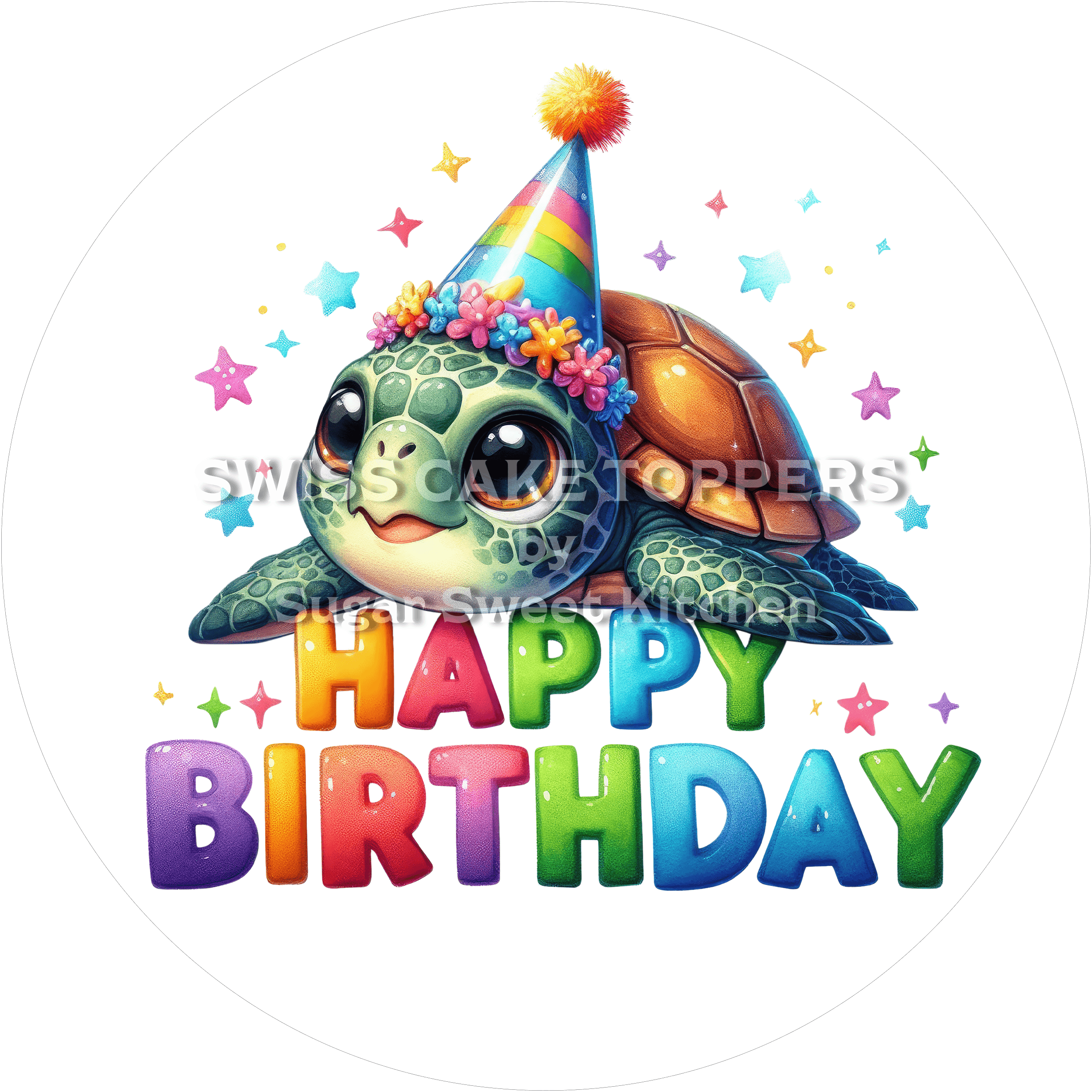 Tortenaufleger Geburtstag Schildkröte 03 - essbar & personalisierbar - Fondant- Torten- Cupcakeaufleger Sugar Sweet
