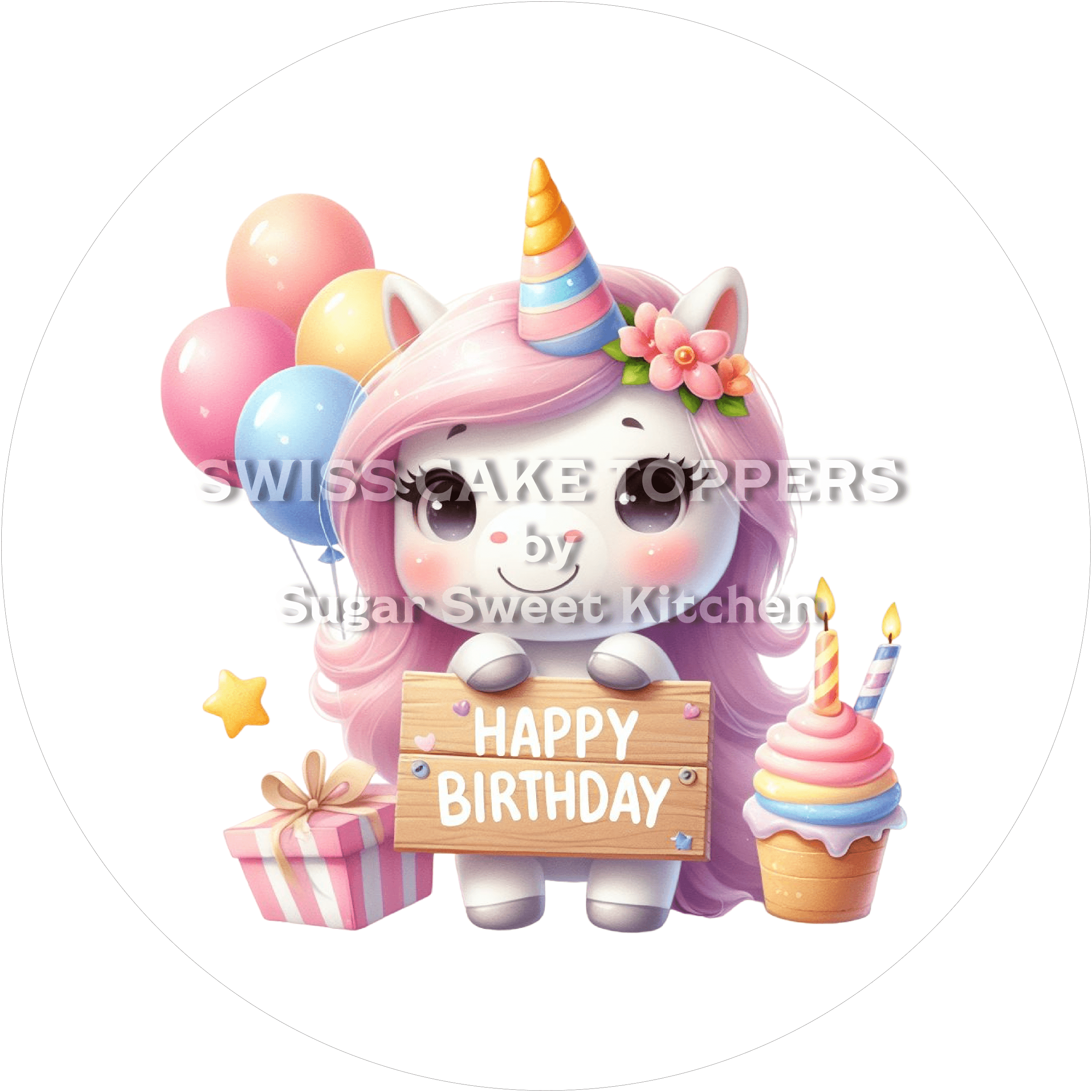 Tortenaufleger zauberhaftes Einhorn11 - personalisierbar - Fondant- Torten- & Cupcakeaufleger Sugar Sweet Kitchen
