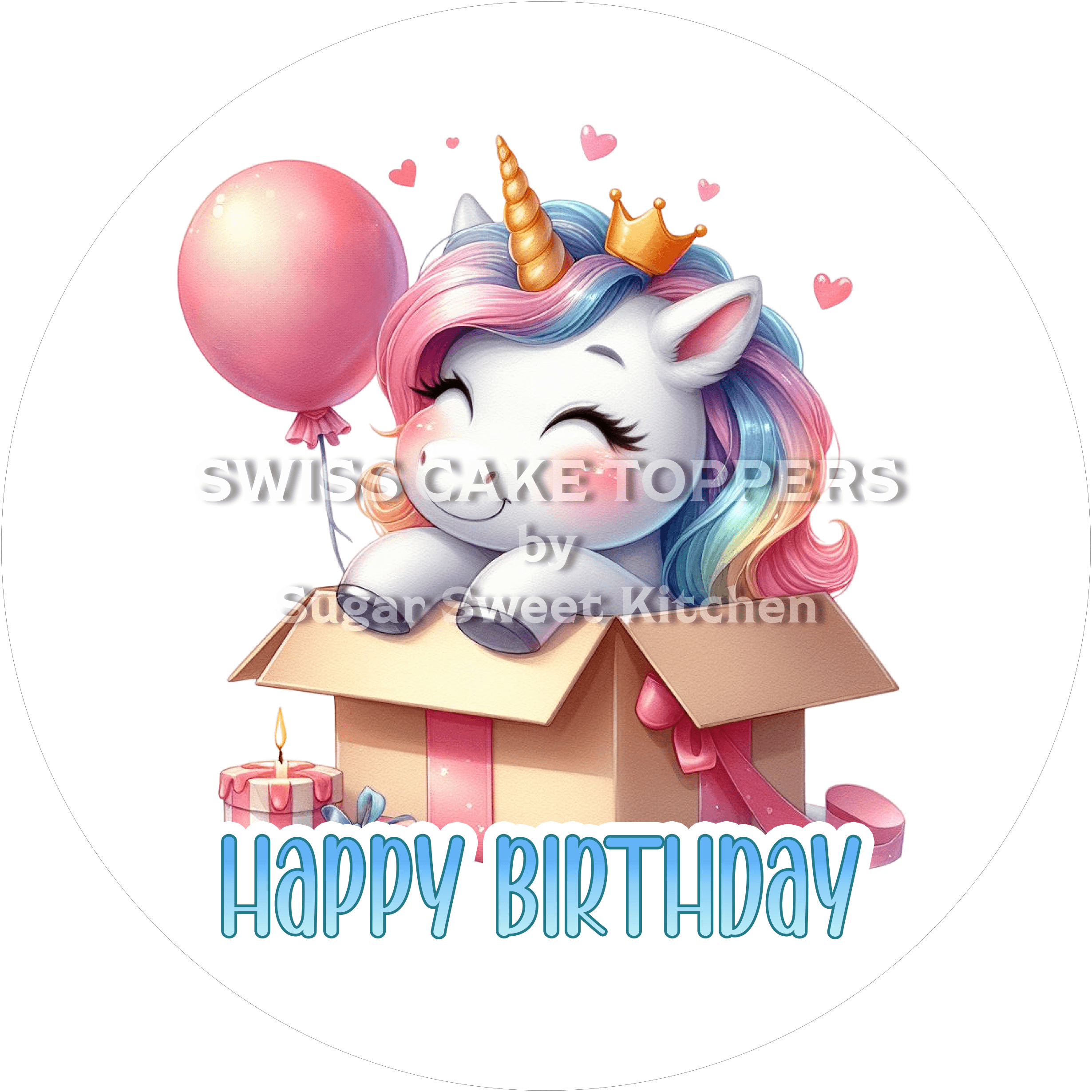 Tortenaufleger Geburtstag Einhorn 08 - essbar & personalisierbar - Fondant- Torten- Cupcakeaufleger Sugar Sweet Kitchen