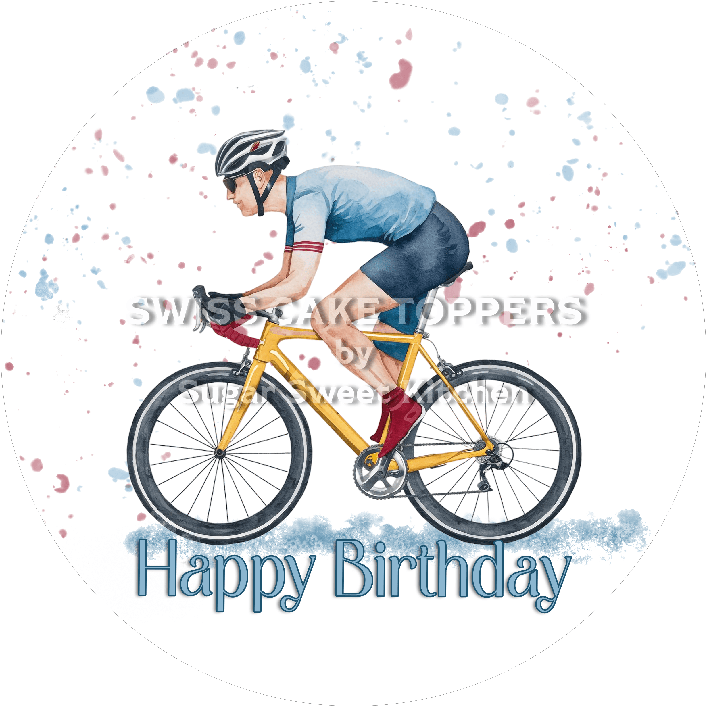 Tortenaufleger Geburtstag Radrennen 01 - essbar & personalisierbar - Fondant- Torten- Cupcakeaufleger Sugar Sweet