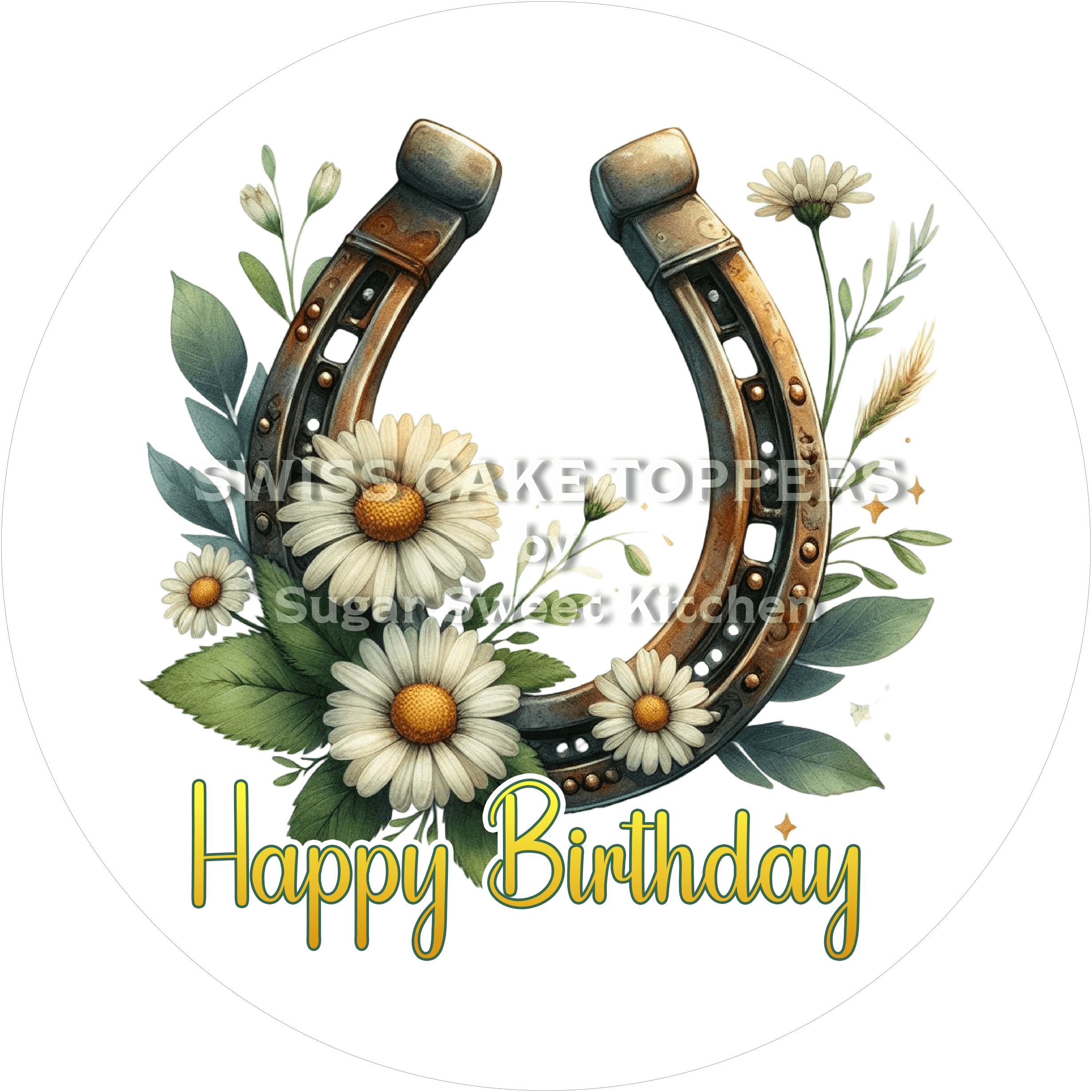 Tortenaufleger Geburtstag Western 09 - personalisierbar - Fondant- Torten- & Cupcakeaufleger Sugar Sweet Kitchen