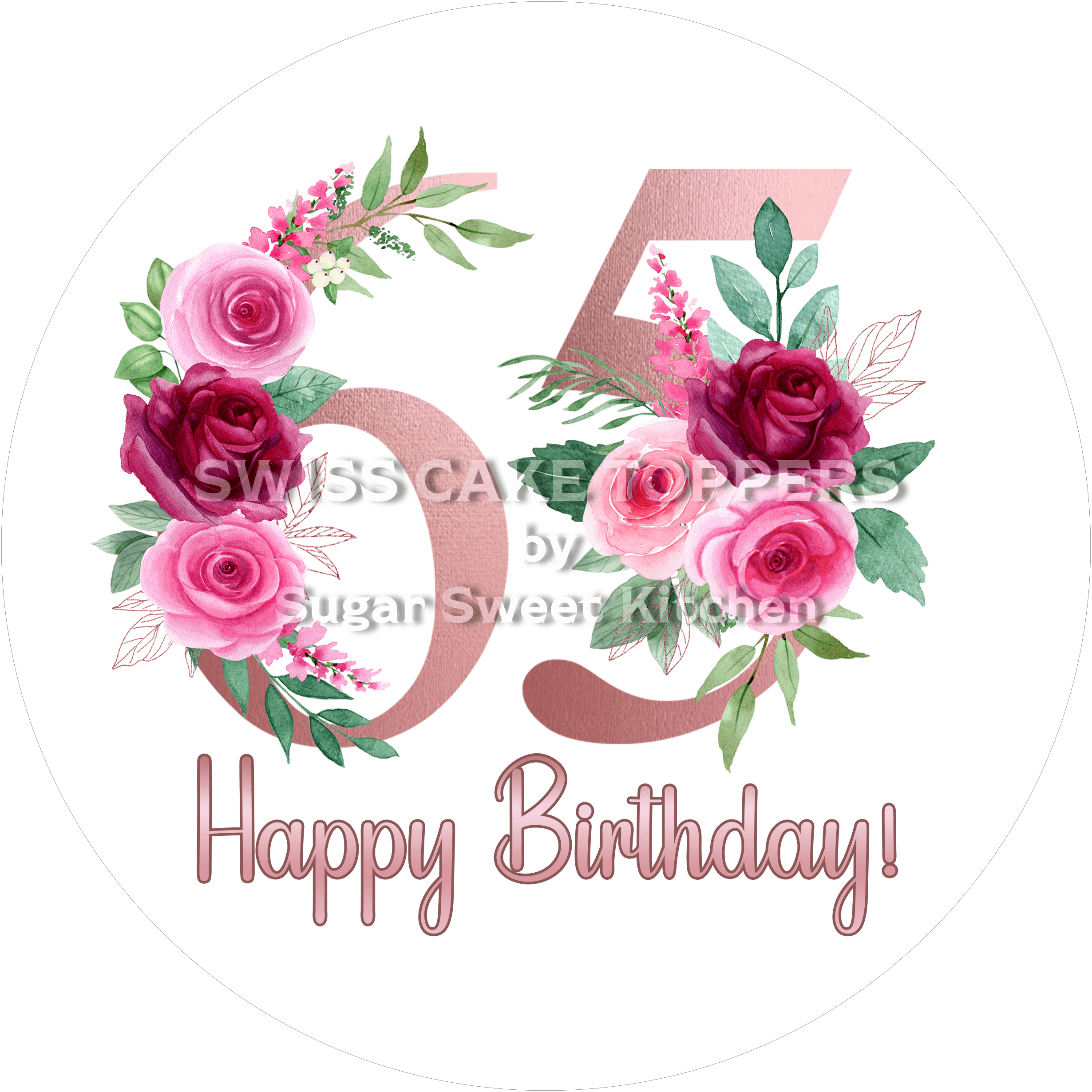 Tortenaufleger mit Rosen-Zahlen - essbar & personalisiert - Fondant- Torten- Cupcakeaufleger Sugar Sweet Kitchen