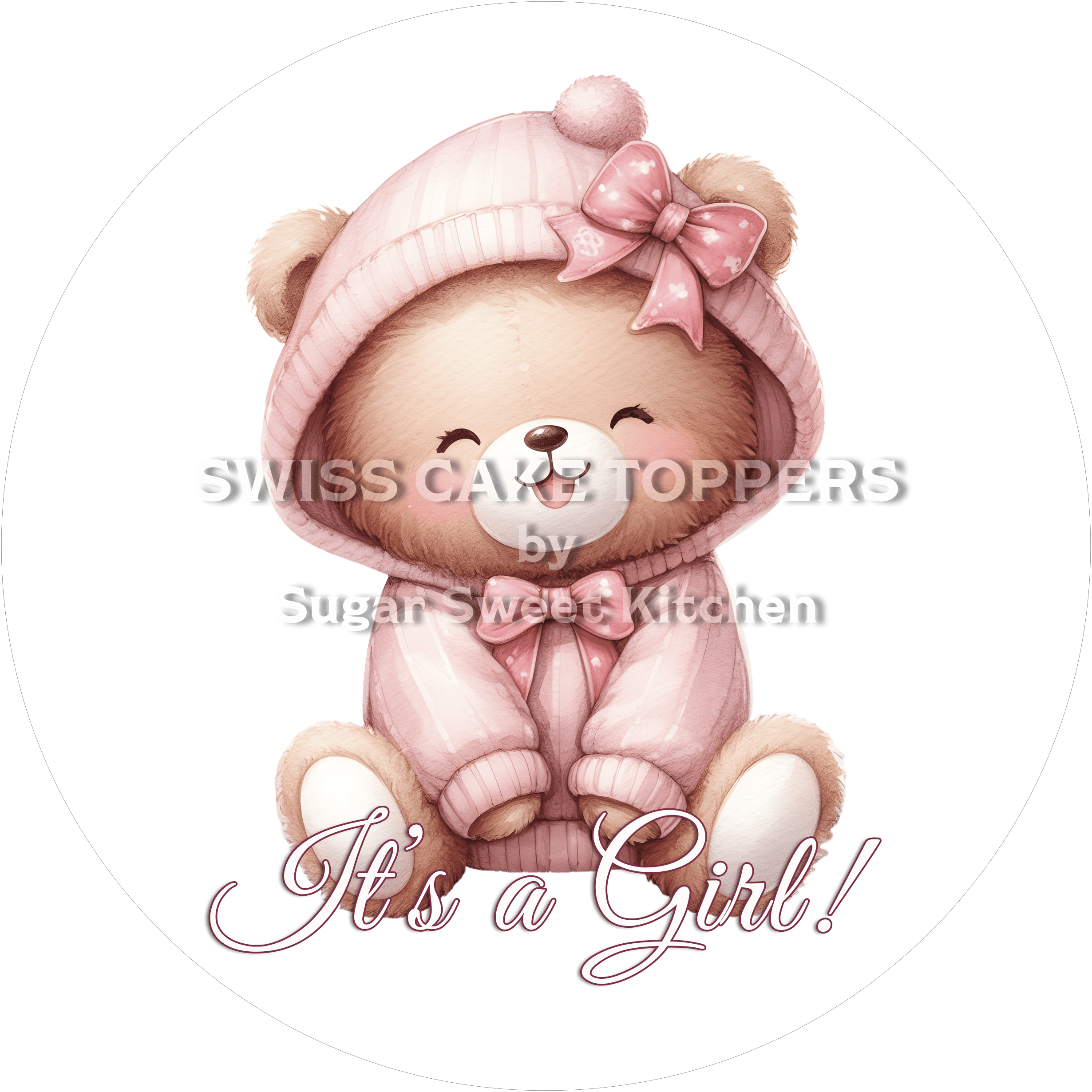 Bärchenhafter Tortenaufleger - It’s a Girl3 - personalisierbar - Fondant- Torten- & Cupcakeaufleger Sugar Sweet Kitchen