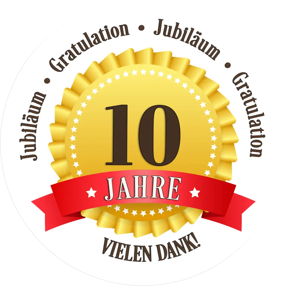 Jubiläums-Tortenaufleger „10 Jahre“ mit Text - Fondant- Torten- & Cupcakeaufleger Sugar Sweet Kitchen