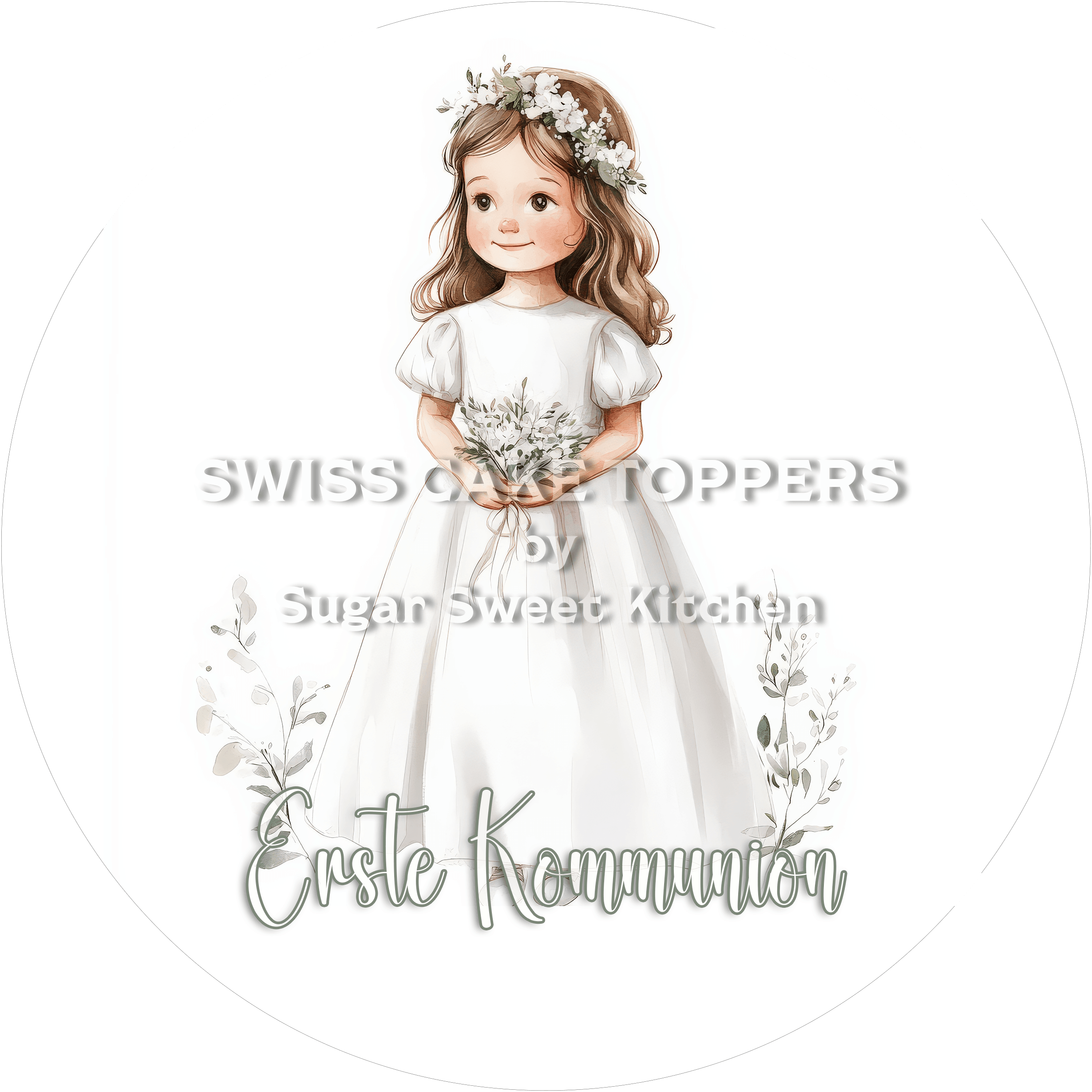 Tortenaufleger Kommunion1 - personalisierbar - Fondant- Torten- & Cupcakeaufleger Sugar Sweet Kitchen