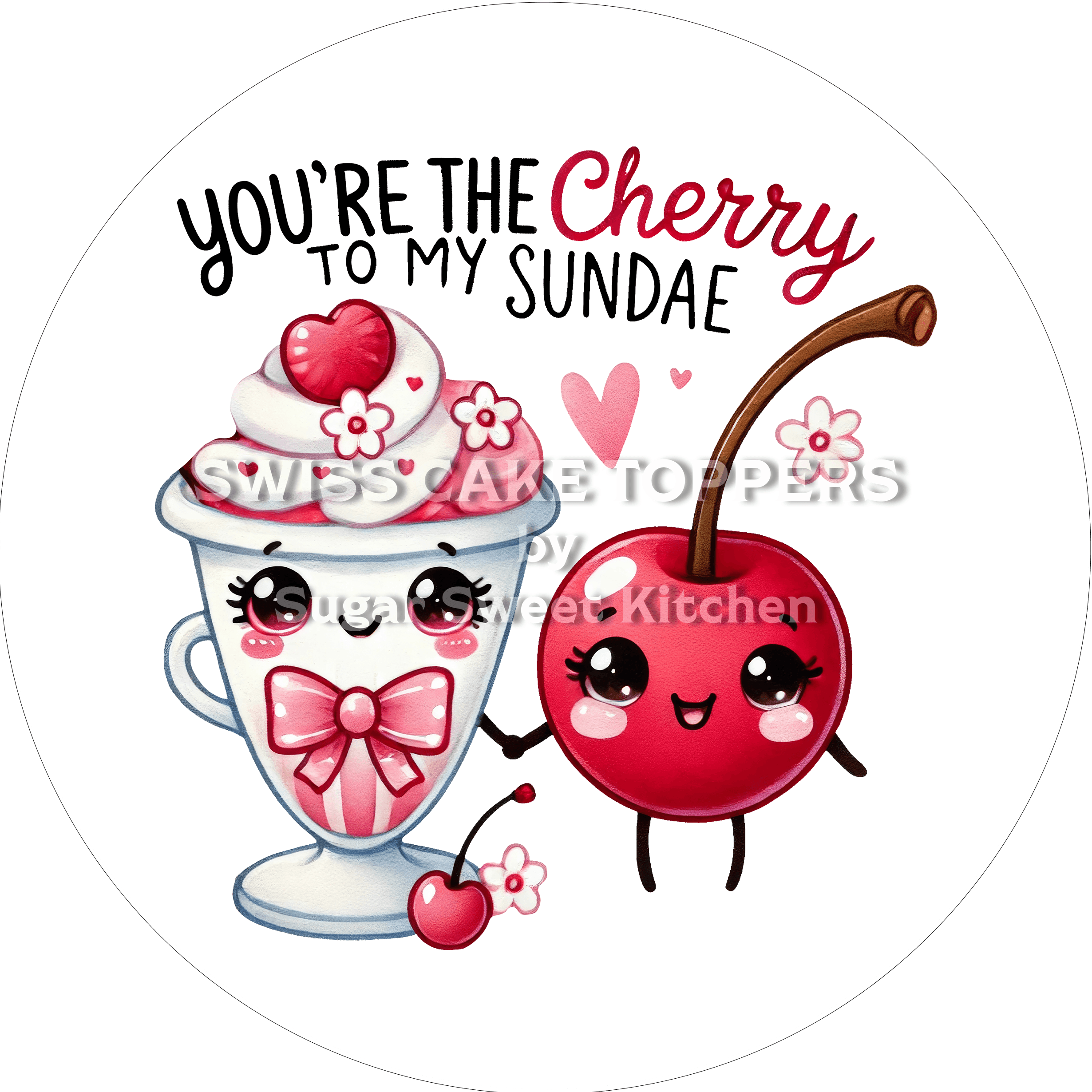 Zauberhafter Valentins- Tortenaufleger LV4 - personalisierbar - Fondant- Torten- & Cupcakeaufleger Sugar Sweet Kitchen