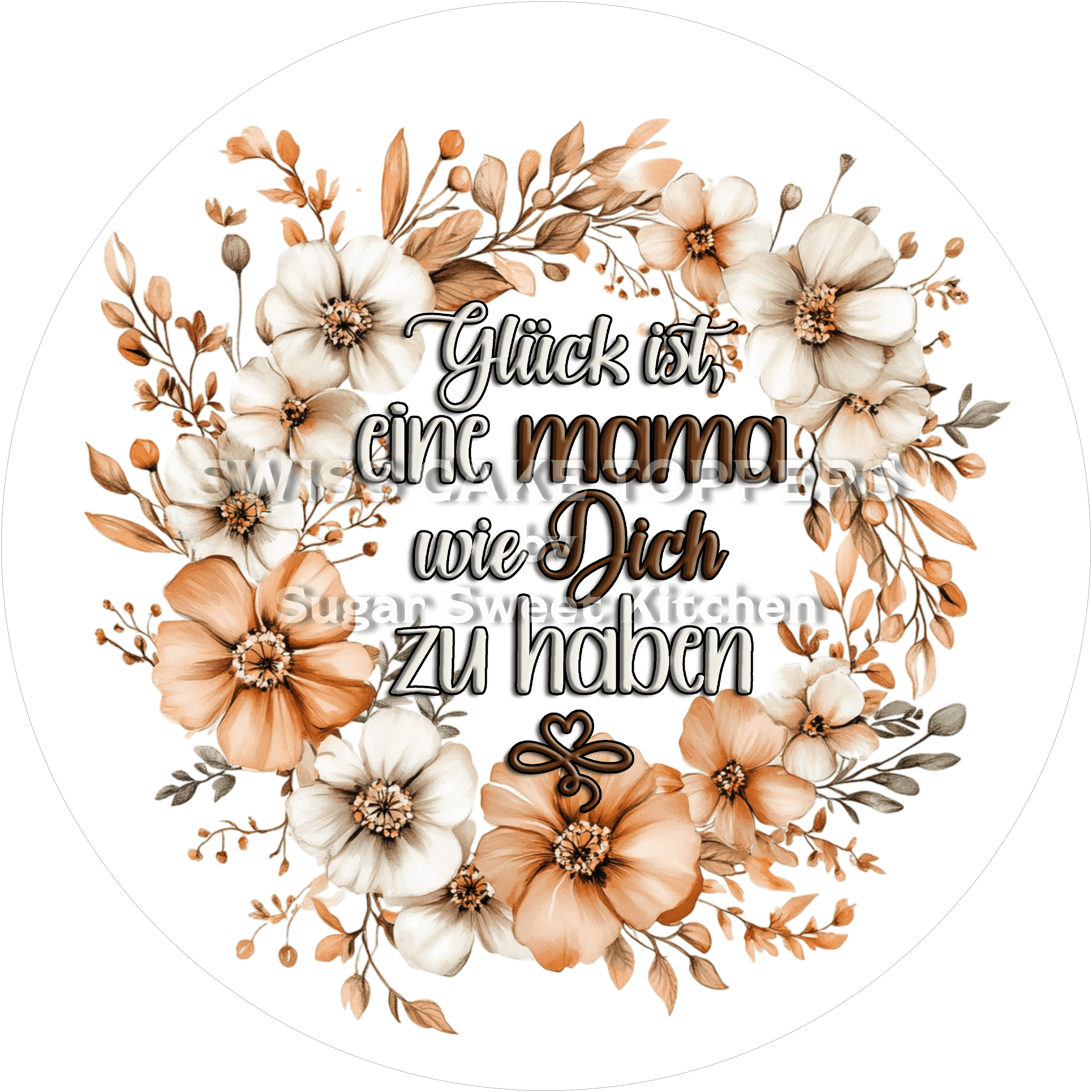 Hübscher Tortenaufleger zum Muttertag - Flower17 - personalisierbar - Fondant- Torten- & Cupcakeaufleger Sugar Sweet