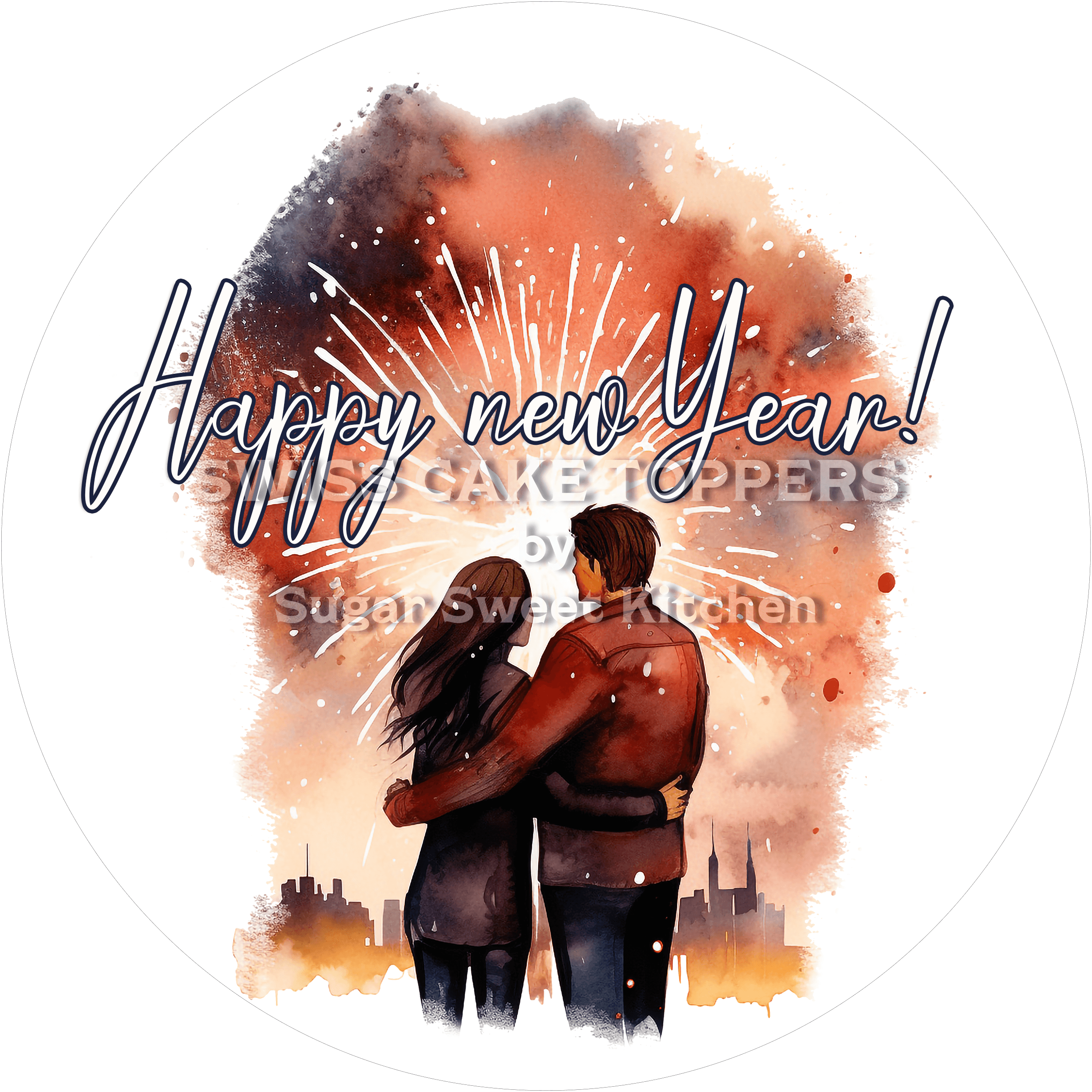Wundervoller New Year-Tortenaufleger8 - personalisierbar - Fondant- Torten- & Cupcakeaufleger Sugar Sweet Kitchen