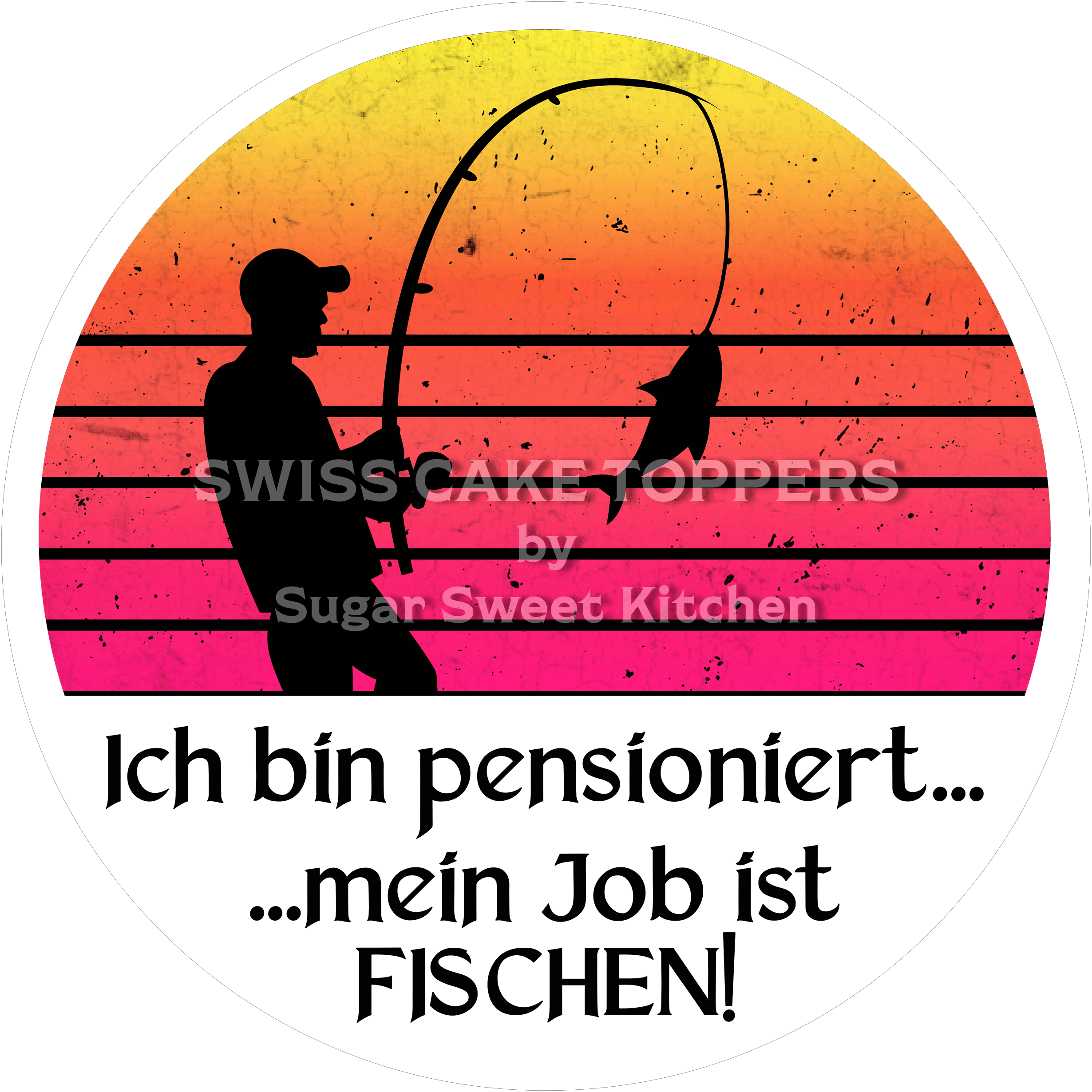 Tortenaufleger Pensionierung 03 - essbar & personalisierbar - Fondant- Torten- Cupcakeaufleger Sugar Sweet Kitchen