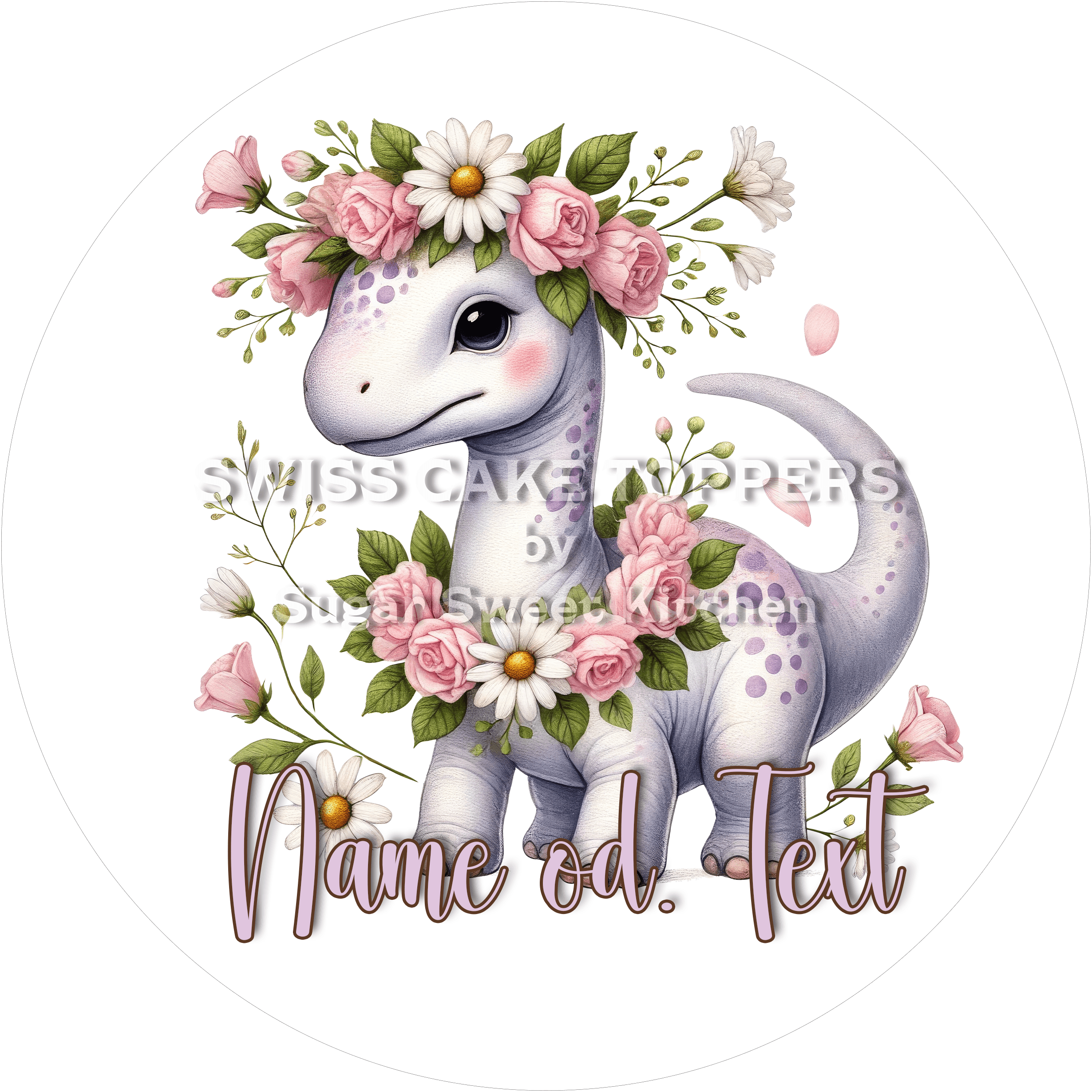 Tortenaufleger süsser Dino8 - personalisiert - Fondant- Torten- & Cupcakeaufleger Sugar Sweet Kitchen