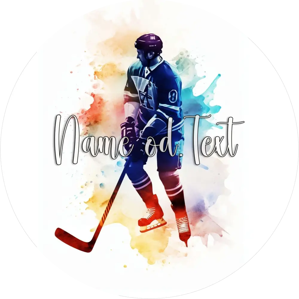 Bunter Eishockey-Tortenaufleger2 mit Name od. Text - Fondant- Torten- & Cupcakeaufleger Sugar Sweet Kitchen