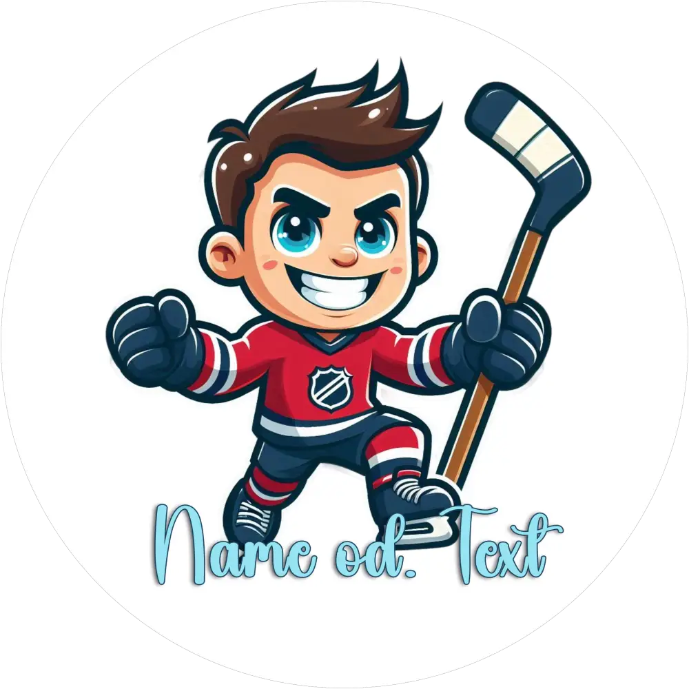 Lustiger Eishockey-Tortenaufleger6 mit Name od. Text - Fondant- Torten- & Cupcakeaufleger Sugar Sweet Kitchen