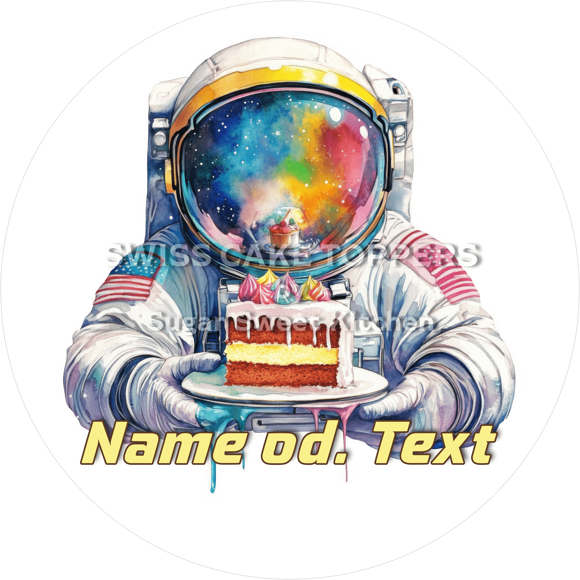 Tortenaufleger Geburtstag Astronaut 01 - mit Namen/Text - Fondant- Torten- & Cupcakeaufleger Sugar Sweet Kitchen