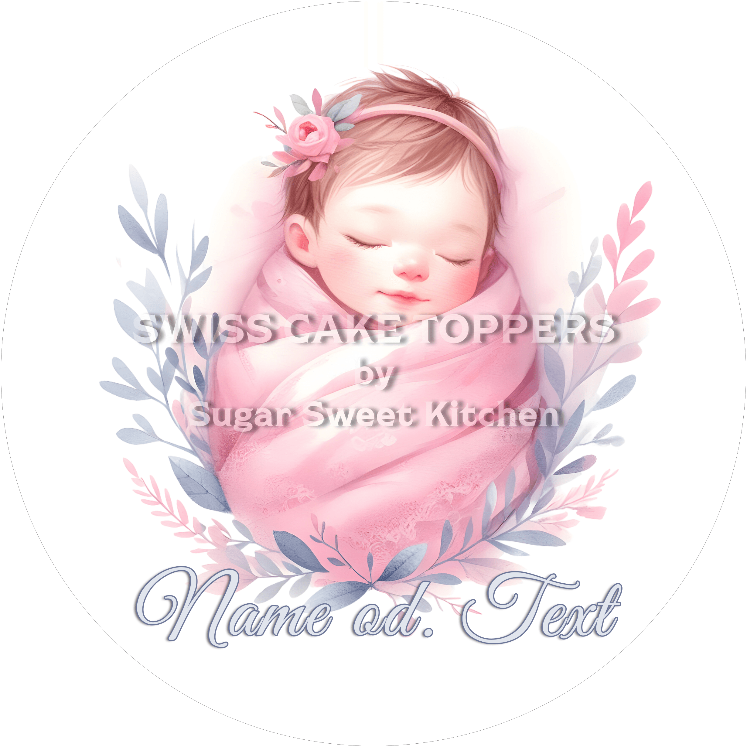 Süsser Tortenaufleger - It’s a Girl mit Namen od. Text - Fondant- Torten- & Cupcakeaufleger Sugar Sweet Kitchen