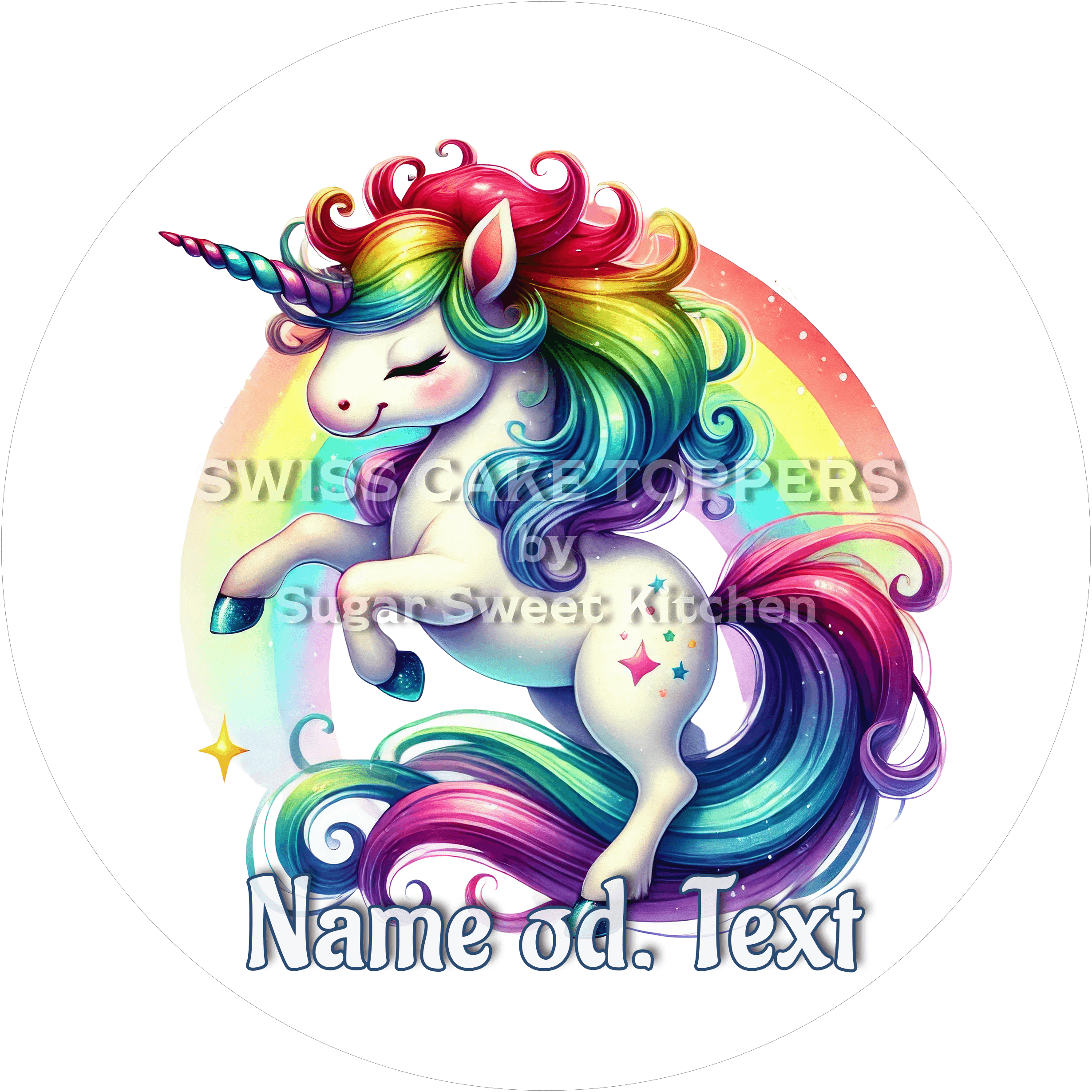 Tortenaufleger Einhorn 02 - mit Namen - Fondant- Torten- & Cupcakeaufleger Sugar Sweet Kitchen