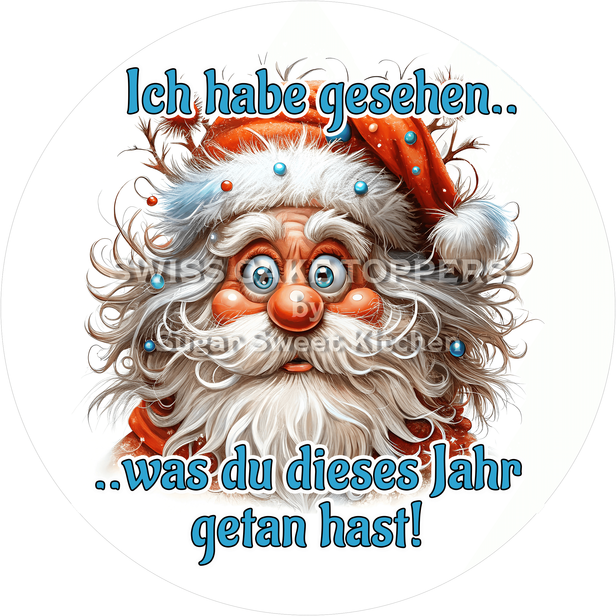 Crazy Santa - Tortenaufleger10 - personalisierbar - Fondant- Torten- & Cupcakeaufleger Sugar Sweet Kitchen