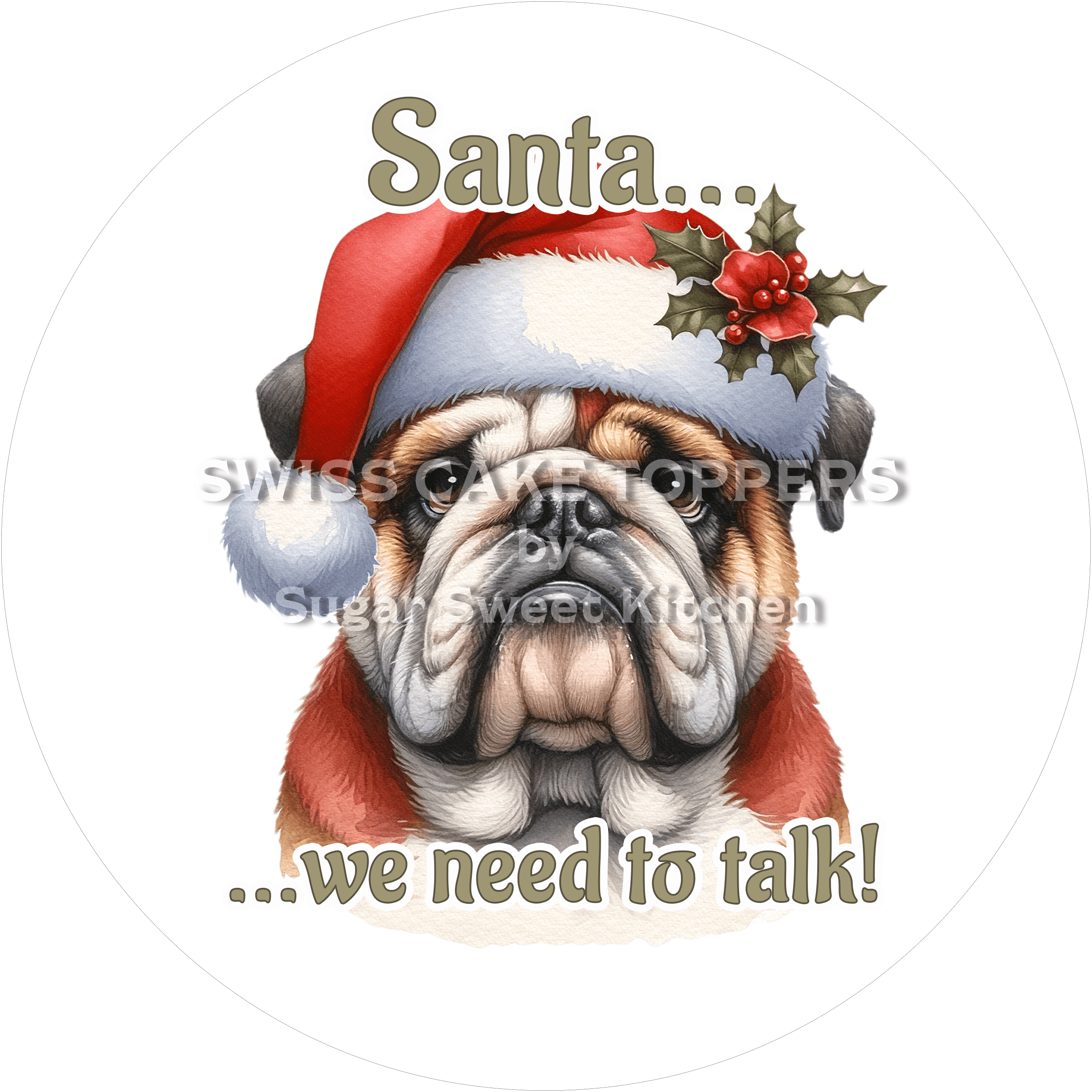 Süsser Santa - Tortenaufleger2 - personalisierbar - Fondant- Torten- & Cupcakeaufleger Sugar Sweet Kitchen