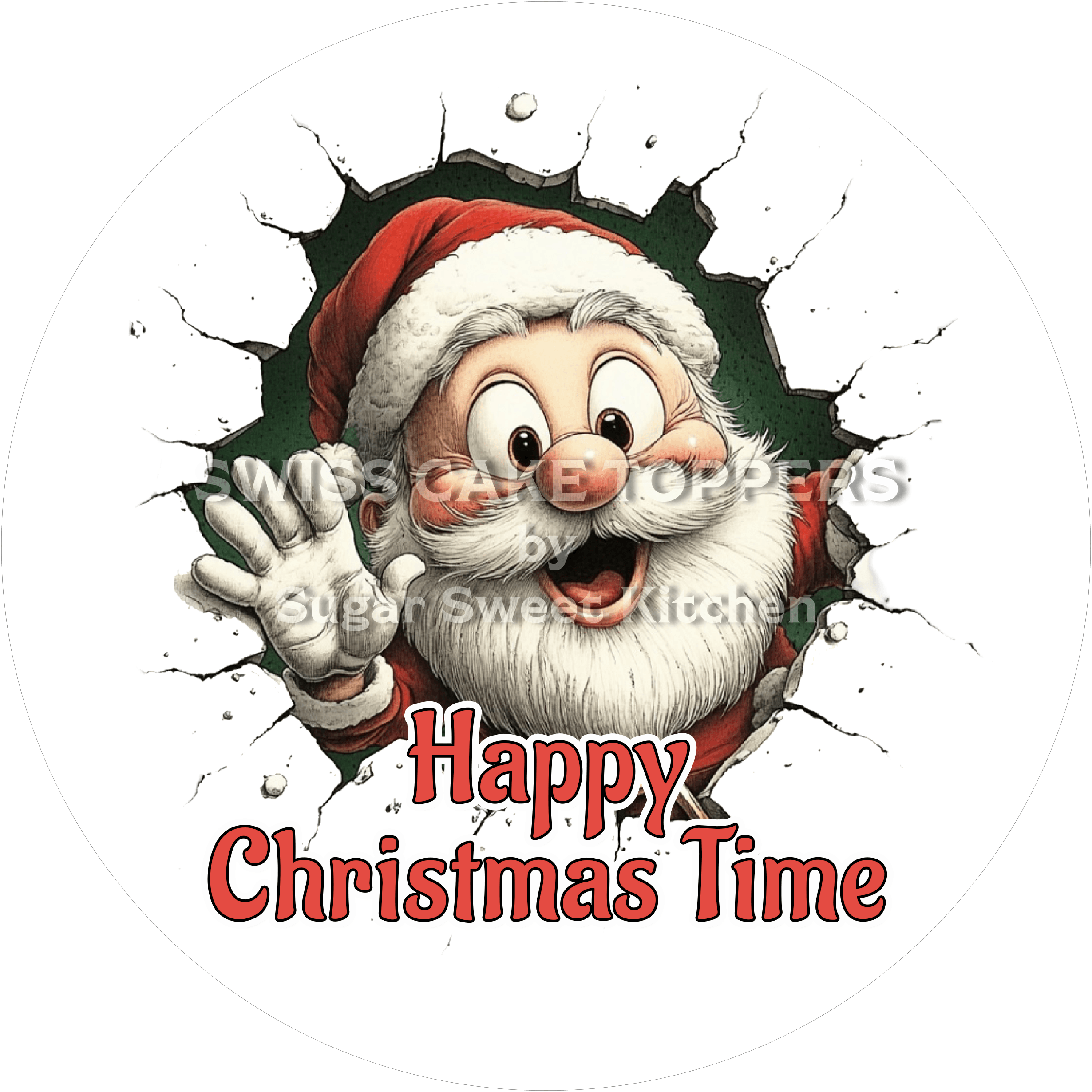 Lustiger Santa - Tortenaufleger4 - personalisierbar - Fondant- Torten- & Cupcakeaufleger Sugar Sweet Kitchen