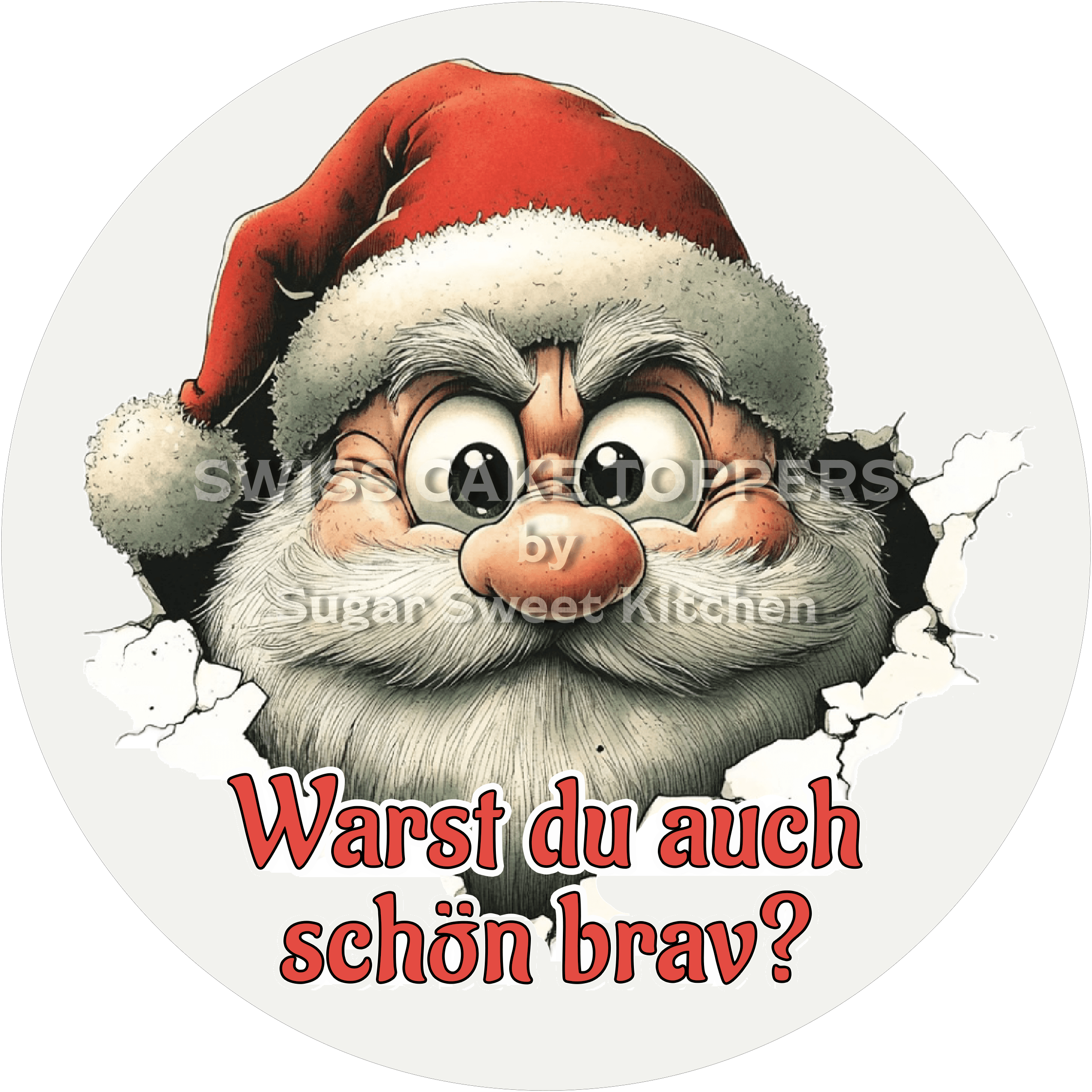 Lustiger Santa - Tortenaufleger5 - personalisierbar - Fondant- Torten- & Cupcakeaufleger Sugar Sweet Kitchen