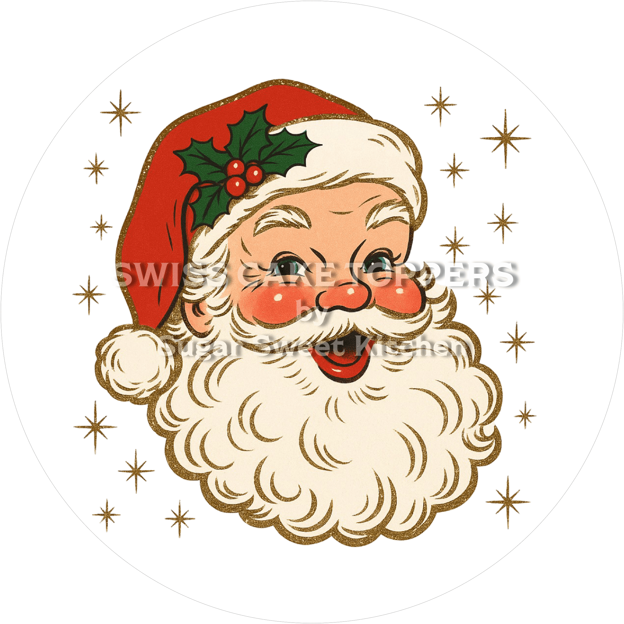 Retro Santa - Tortenaufleger7 - personalisierbar - Fondant- Torten- & Cupcakeaufleger Sugar Sweet Kitchen