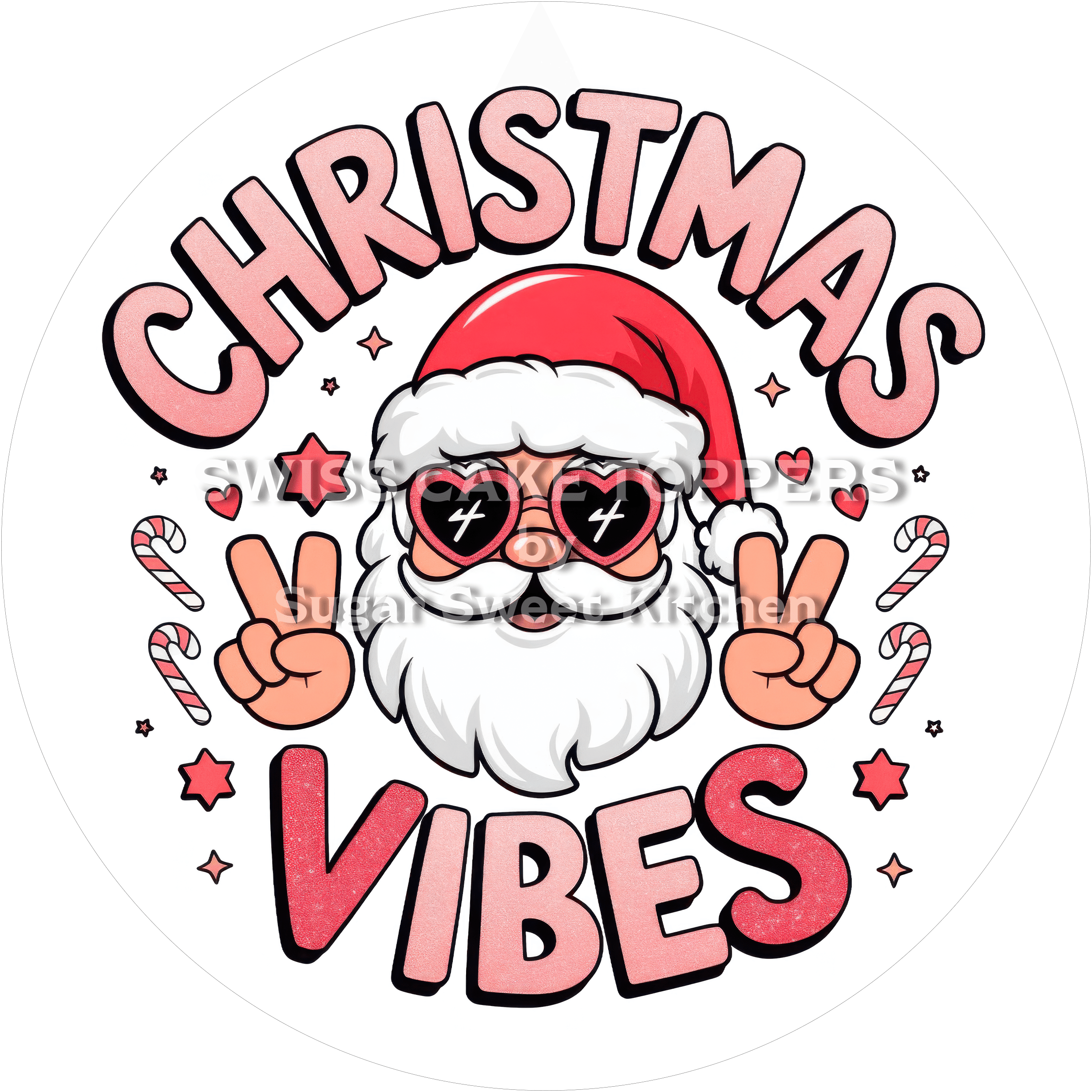 Santa Vibes - Tortenaufleger9 - personalisierbar - Fondant- Torten- & Cupcakeaufleger Sugar Sweet Kitchen