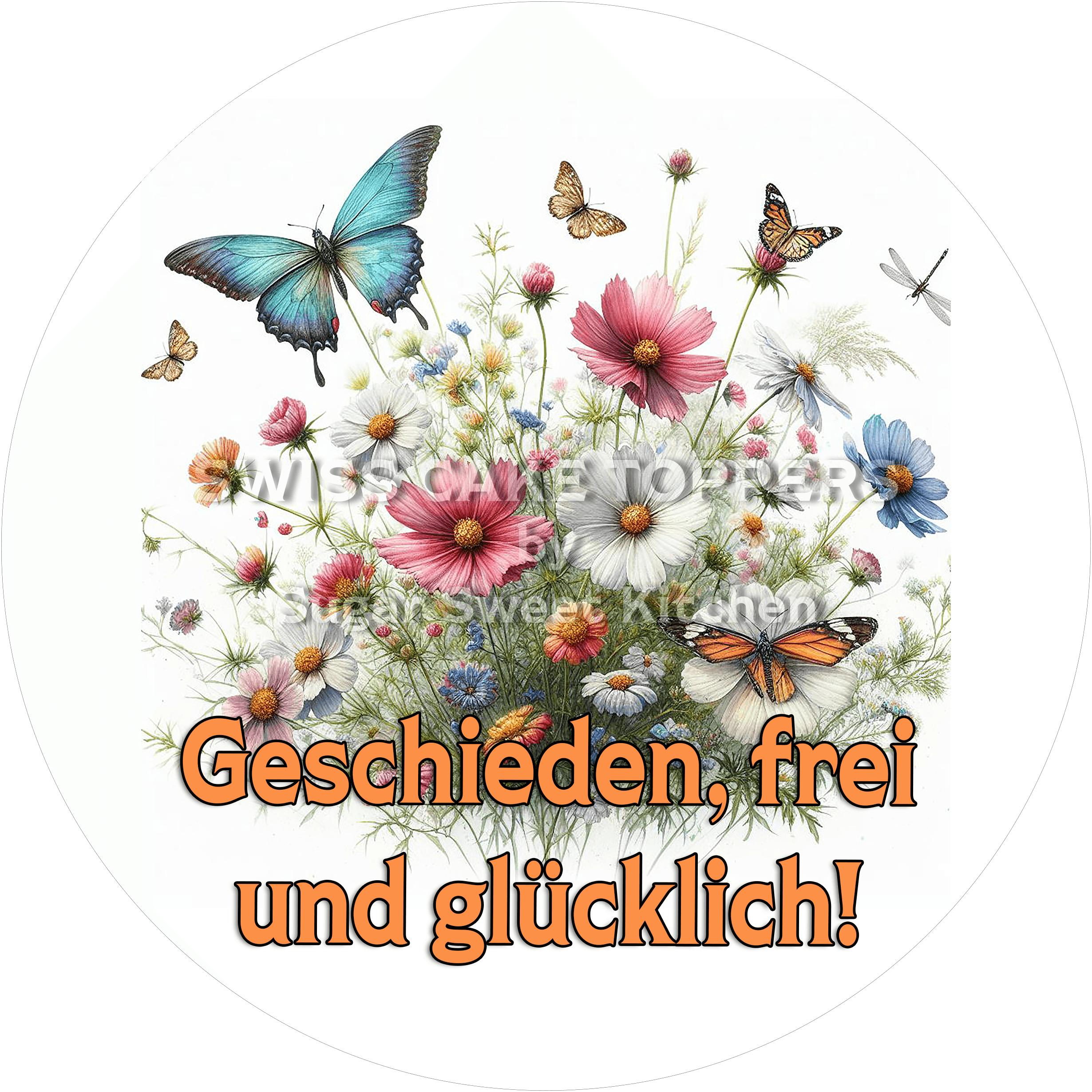 Tortenaufleger Scheidung 24 - essbar & personalisierbar - Fondant- Torten- Cupcakeaufleger Sugar Sweet Kitchen