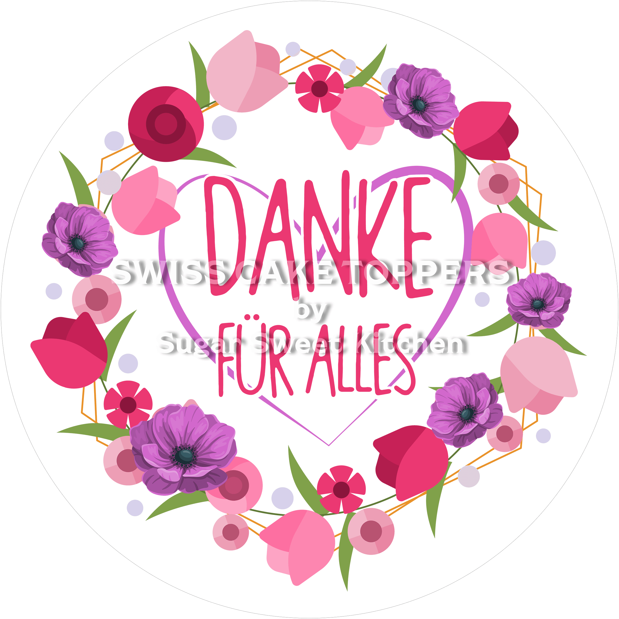 Tortenaufleger Danke 02 - essbar & personalisierbar - Fondant- Torten- Cupcakeaufleger Sugar Sweet Kitchen