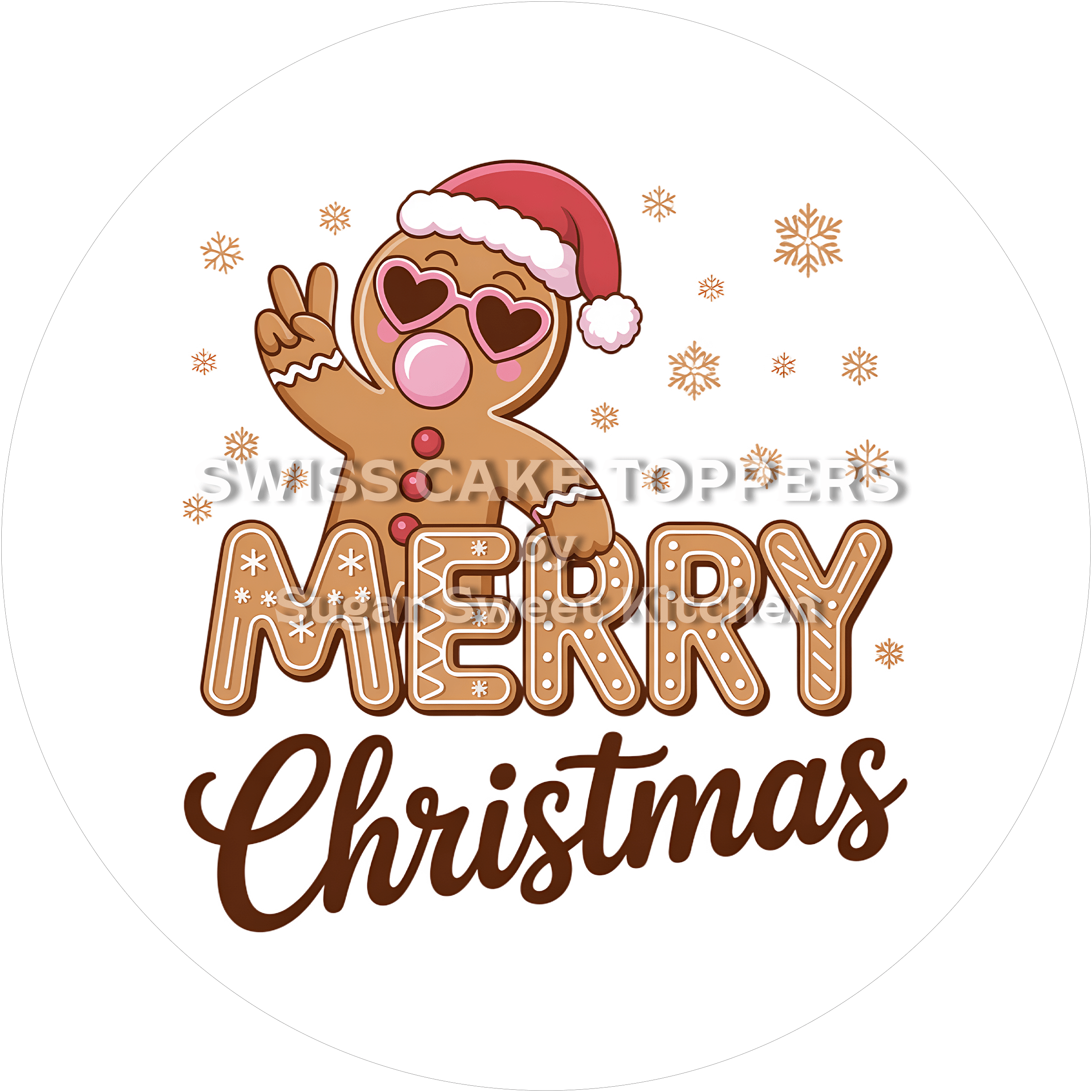 Cooler Weihnachts-Tortenaufleger1 - personalisierbar - Fondant- Torten- & Cupcakeaufleger Sugar Sweet Kitchen