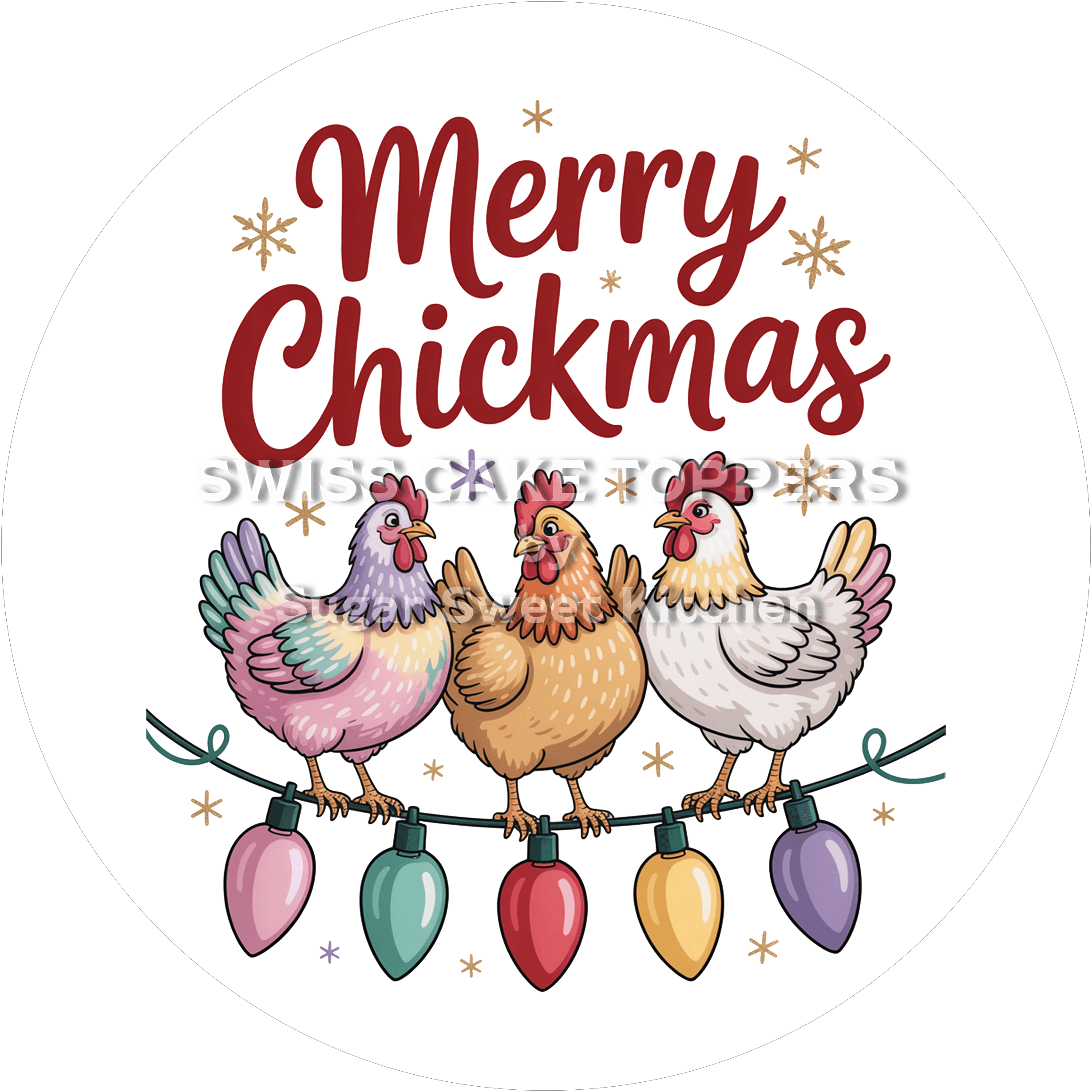 Chicken Weihnachts - Tortenaufleger14 - personalisierbar - Fondant- Torten- & Cupcakeaufleger Sugar Sweet Kitchen