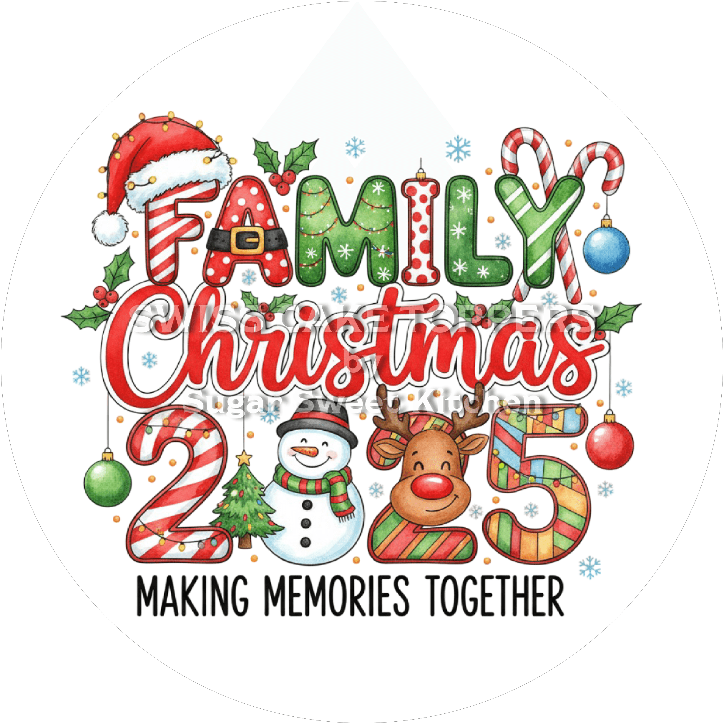 Family Weihnachts - Tortenaufleger2025 - personalisierbar - Fondant- Torten- & Cupcakeaufleger Sugar Sweet Kitchen