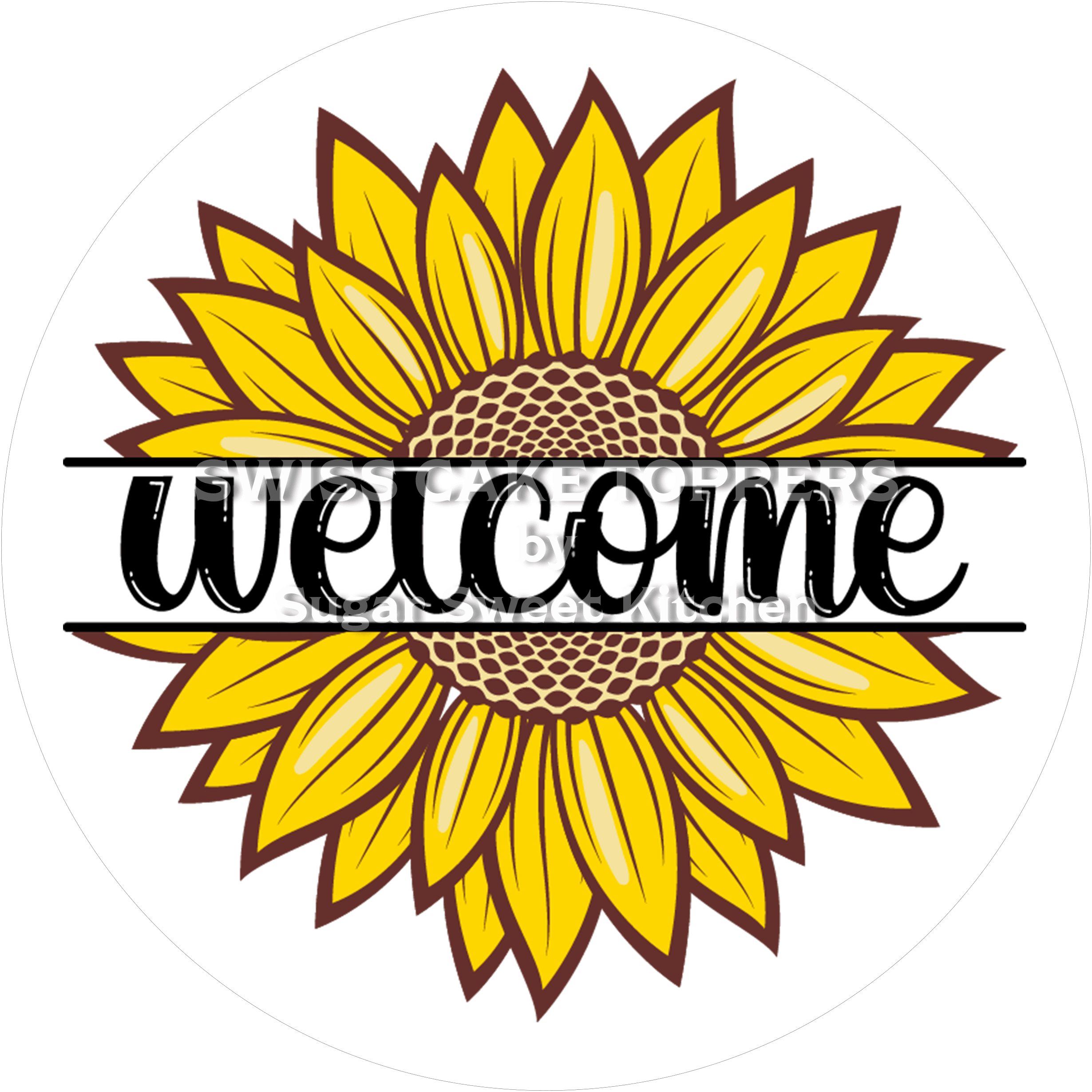 Farbenfroher Welcome-Tortenaufleger 8 - personalisierbar - Fondant- Torten- & Cupcakeaufleger Sugar Sweet Kitchen