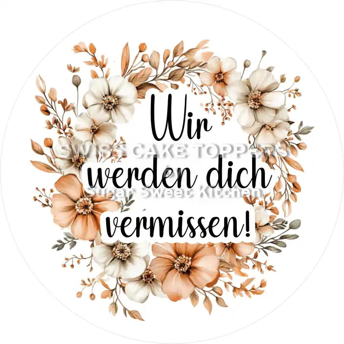 Tortenaufleger Geschäftsabschied Flower 17 - essbar & personalisiert - Fondant- Torten- Cupcakeaufleger Sugar Sweet