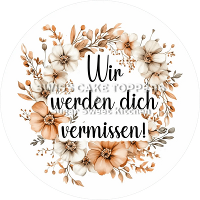 Abschieds-Tortenaufleger - Flower17 - personalisierbar