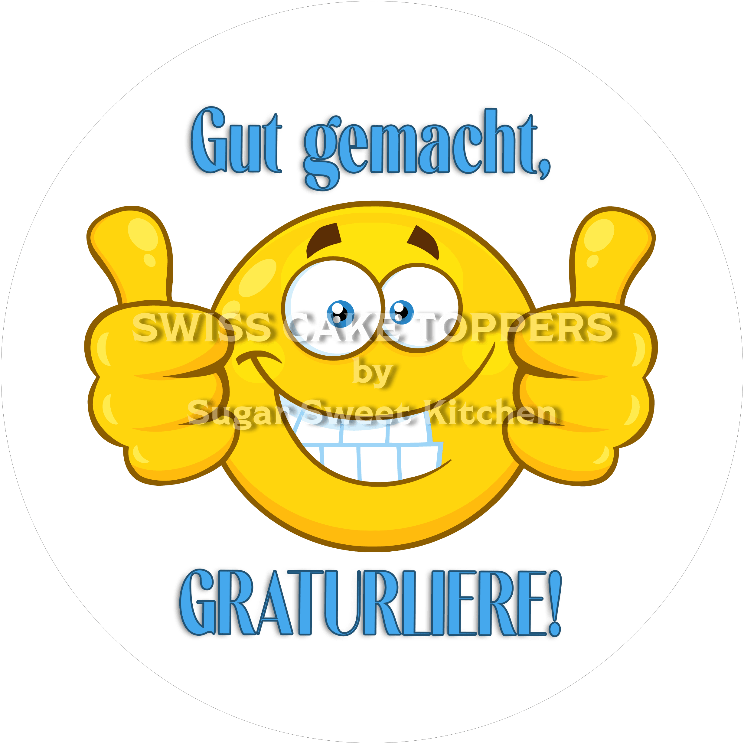 Abschluss- & Prüfungs-Tortenaufleger - Emoji1 - personalisierbar - Fondant- Torten- Cupcakeaufleger Sugar Sweet Kitchen