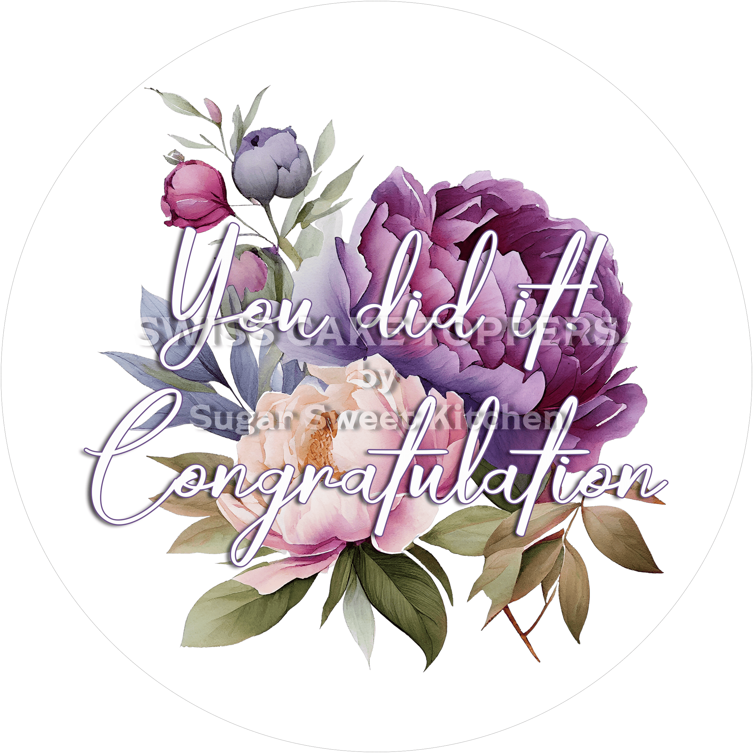 Abschluss- & Prüfungs-Tortenaufleger - Flower10 - personalisierbar - Fondant- Torten- Cupcakeaufleger Sugar Sweet